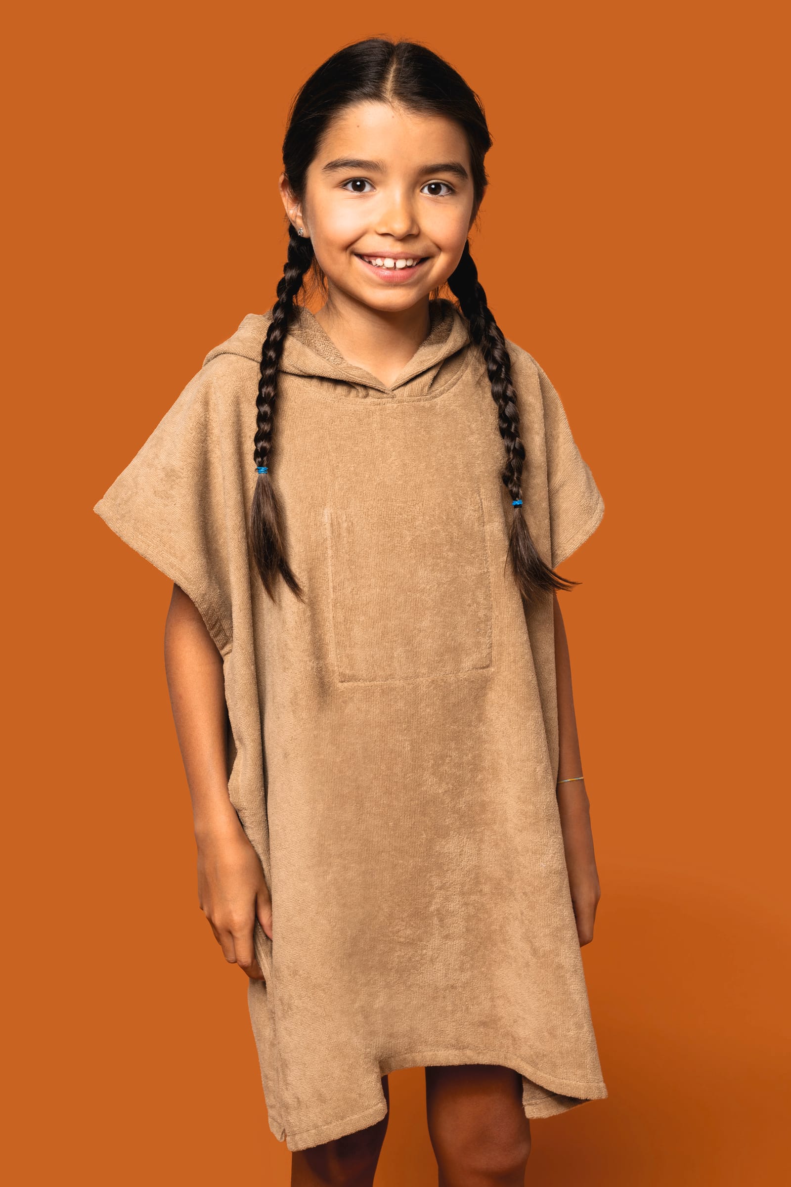 Kinderponcho met capuchon van badstof
