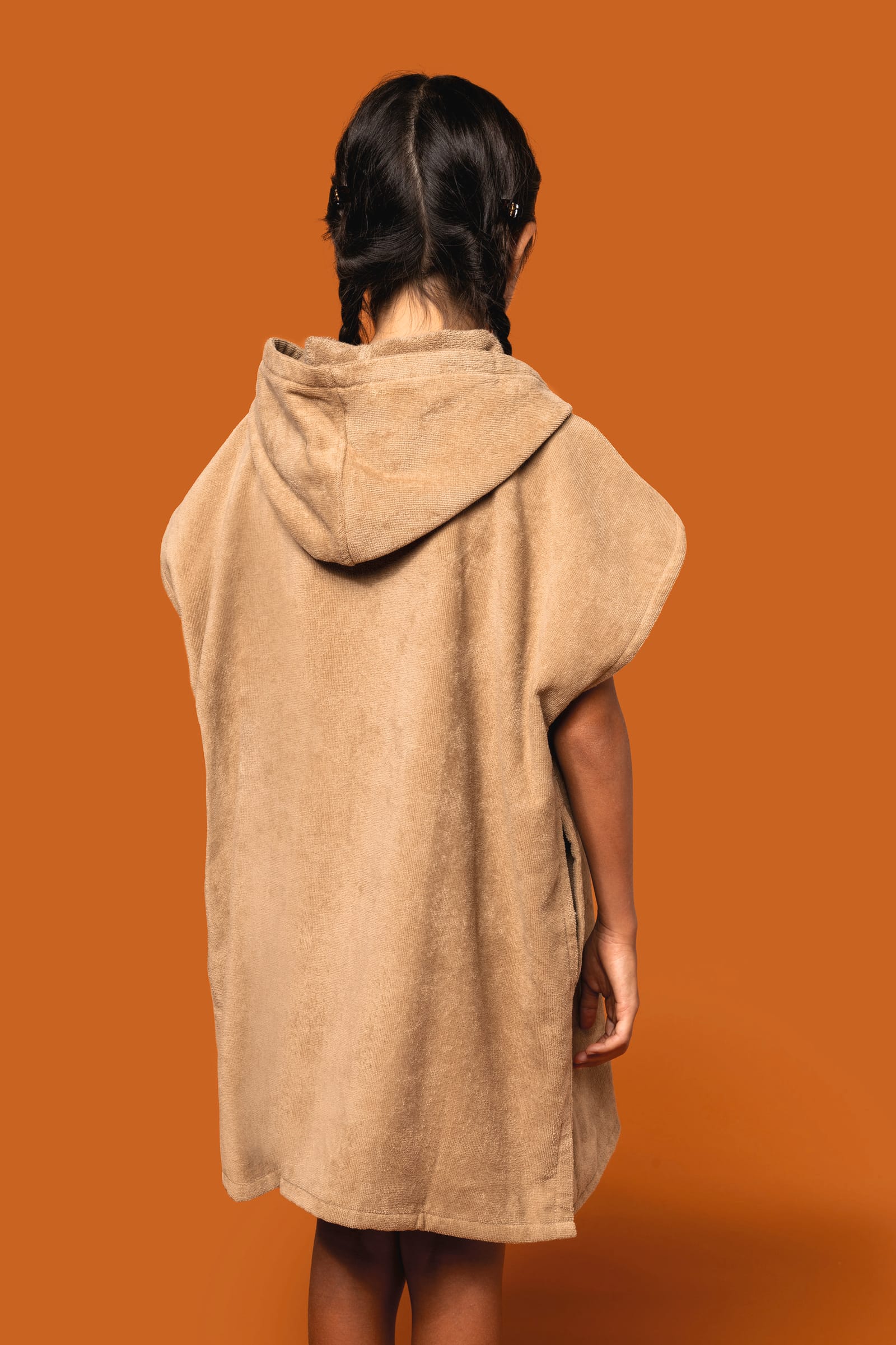 Kinderponcho met capuchon van badstof