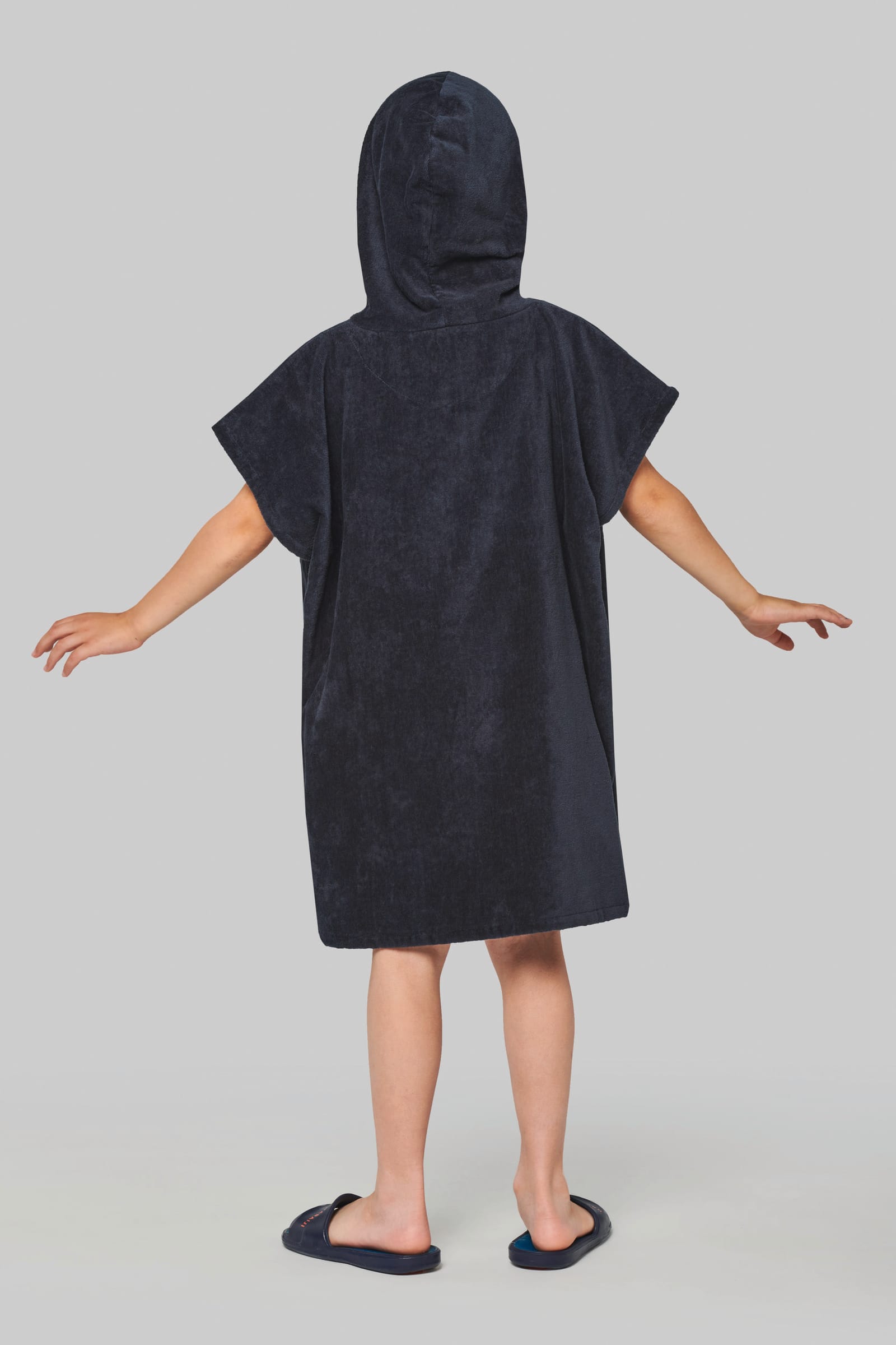 Kinderponcho met capuchon van badstof