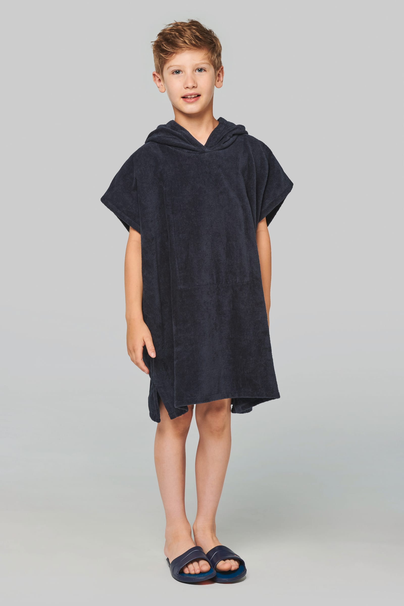 Kinderponcho met capuchon van badstof