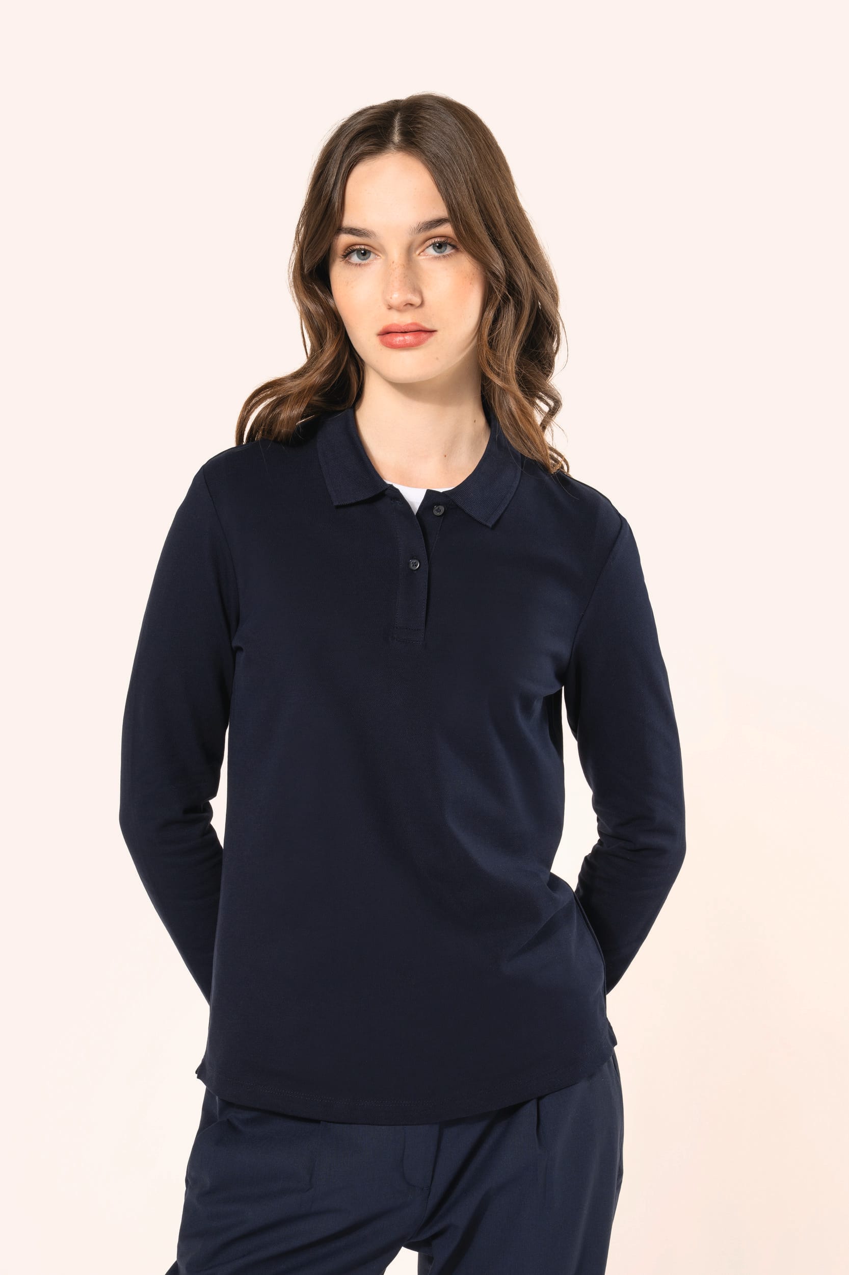 Polo Supima® manches longues femme - Image 1