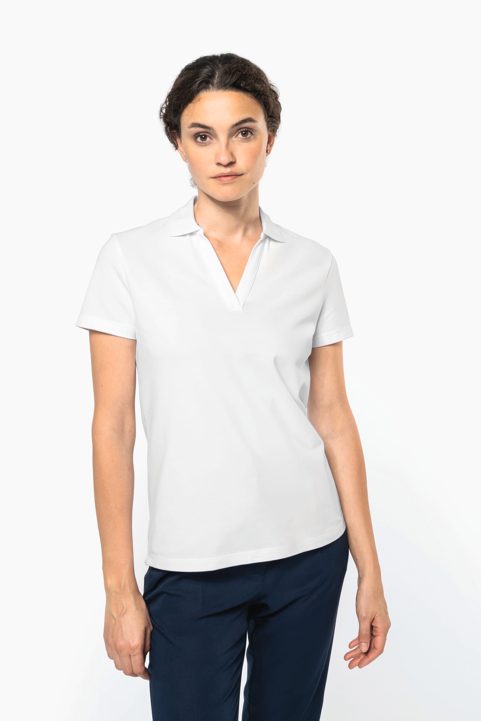 Polo col en V coton Supima® femme