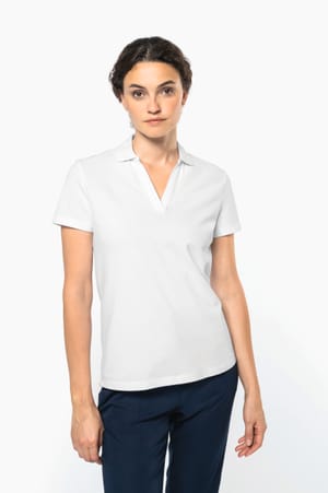 Supima®-katoenen poloshirt met V-hals voor dames