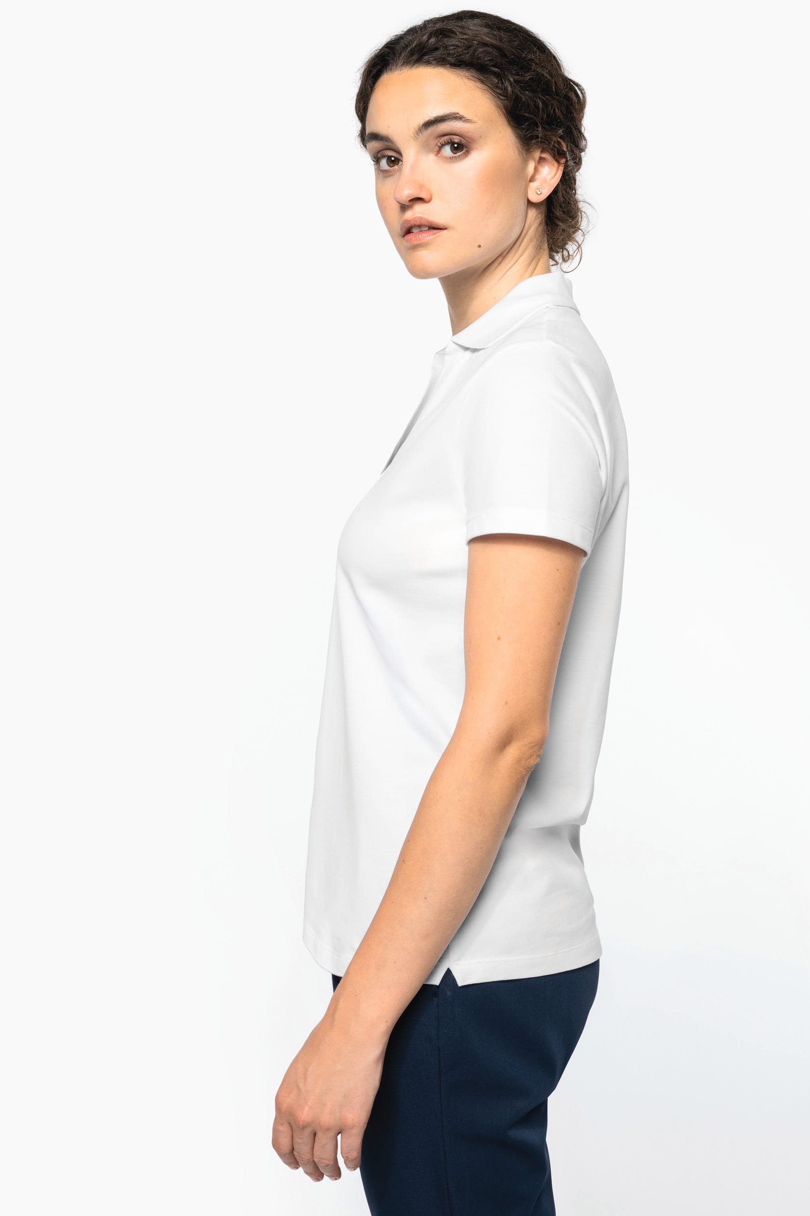 Polo con cuello de pico de algodón Supima® para mujer