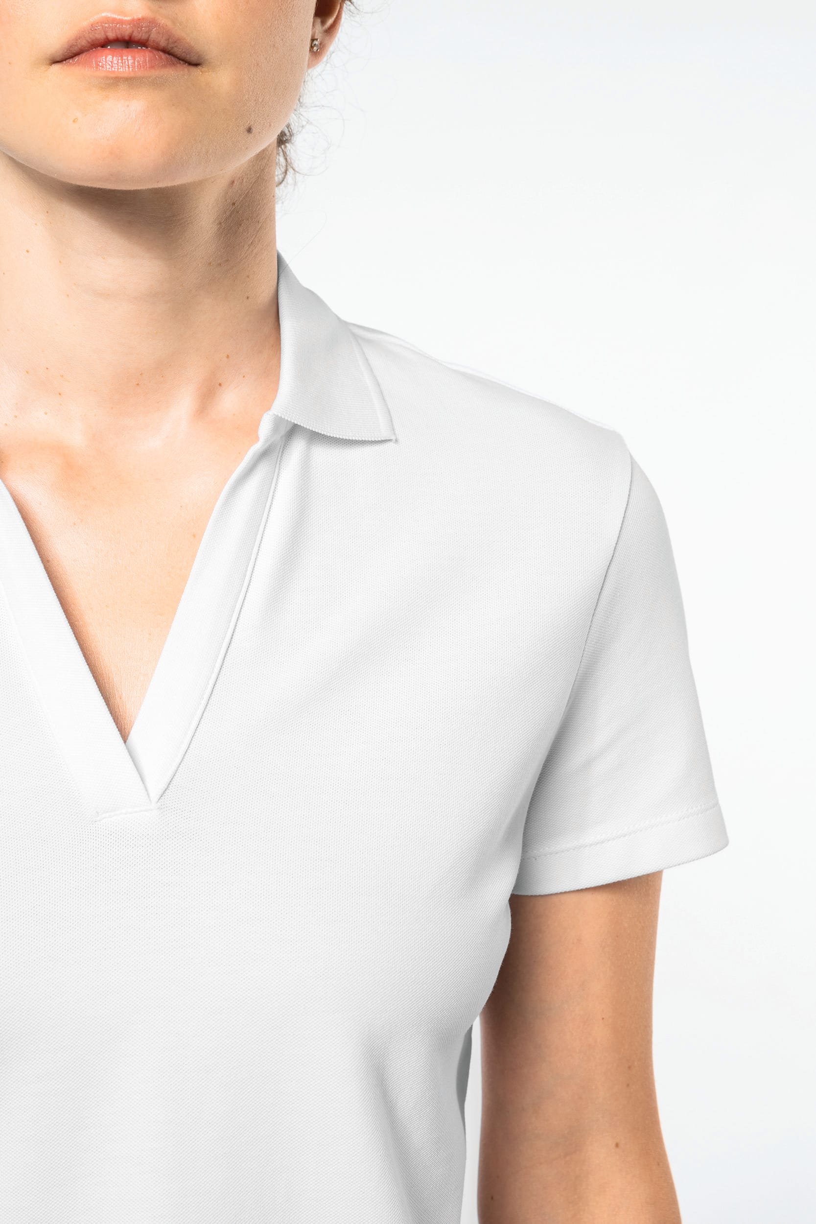 Polo con cuello de pico de algodón Supima® para mujer