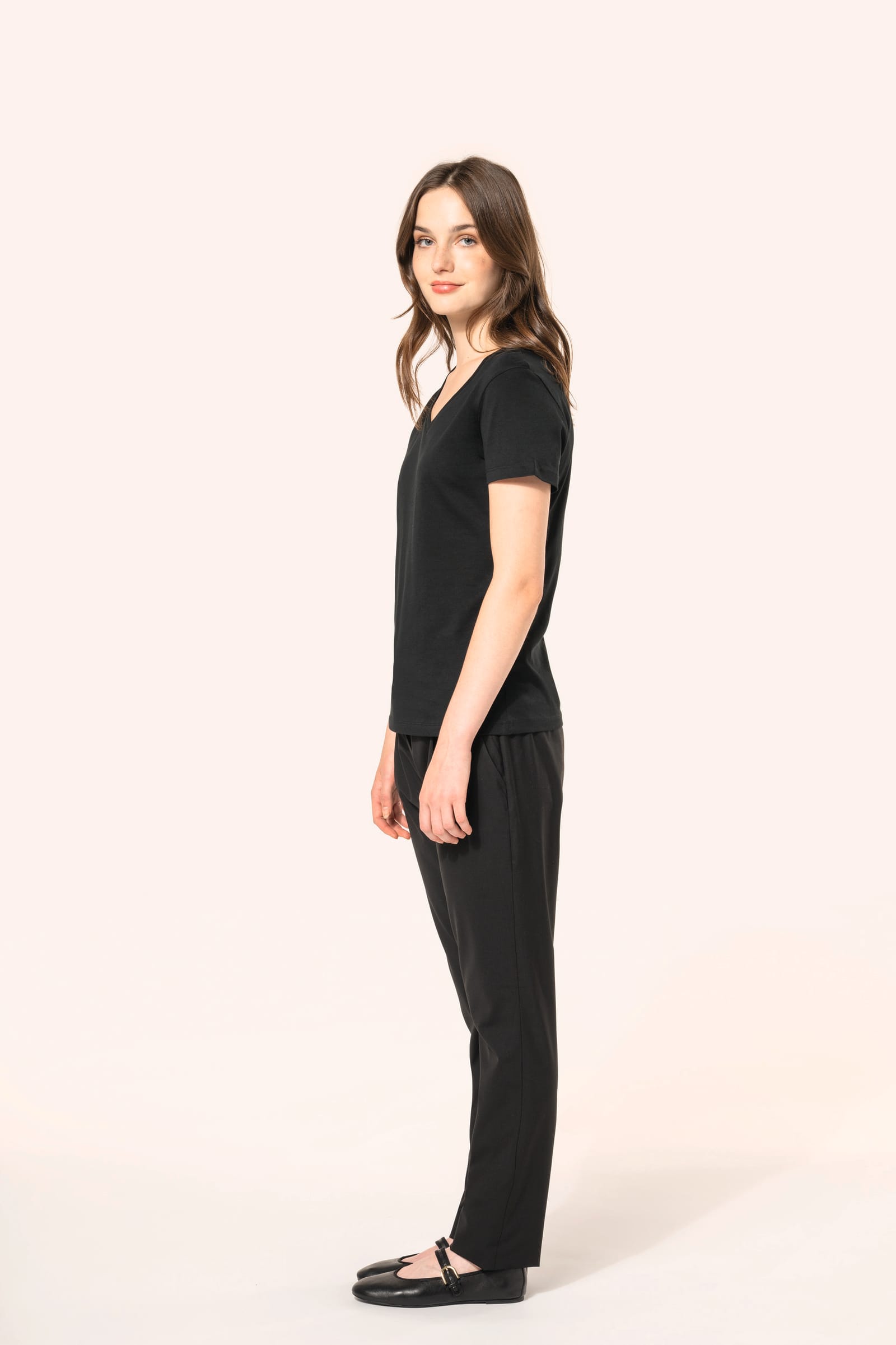 Supima® dames-T-shirt V-hals korte mouwen