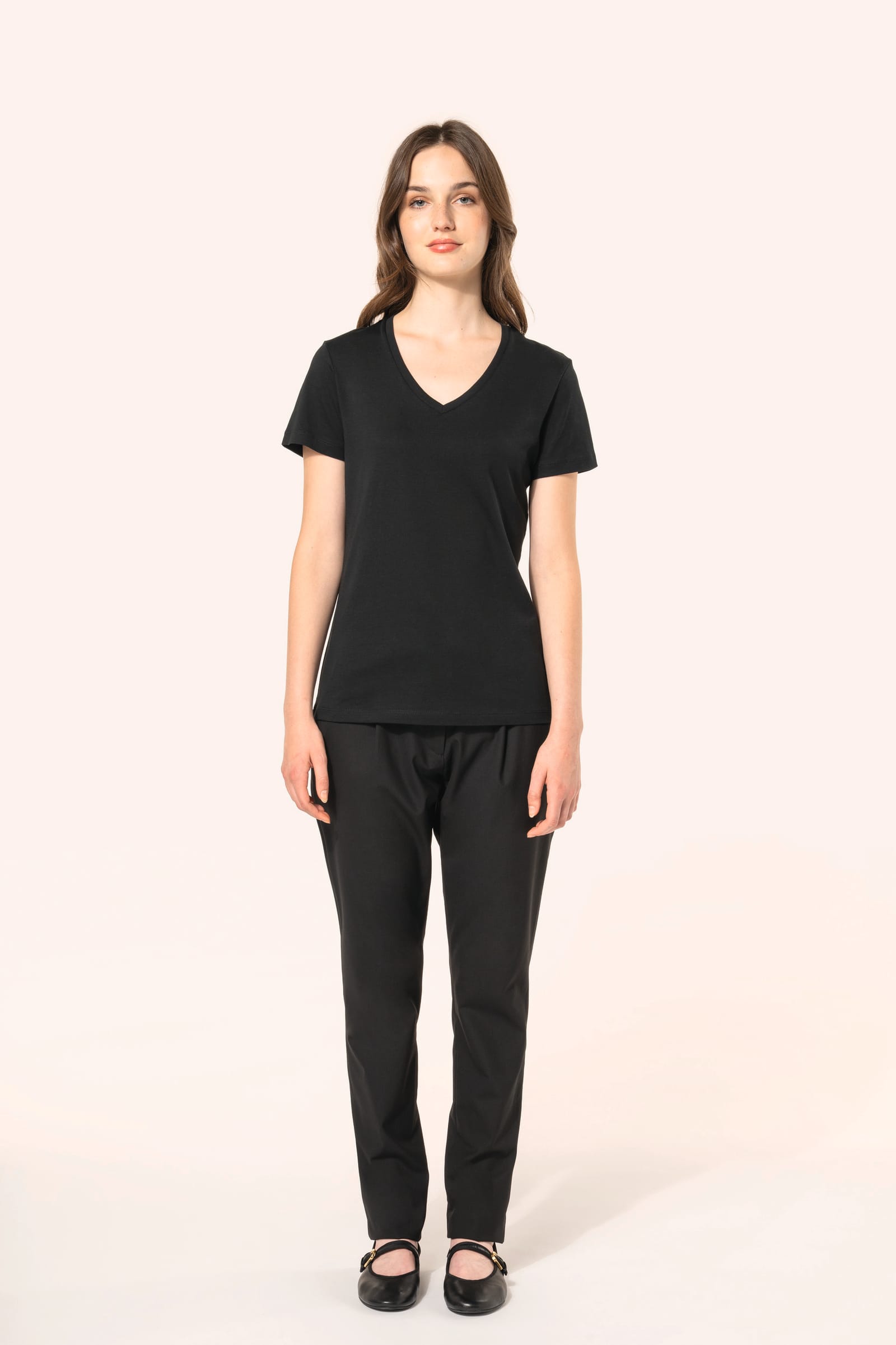 Supima® dames-T-shirt V-hals korte mouwen