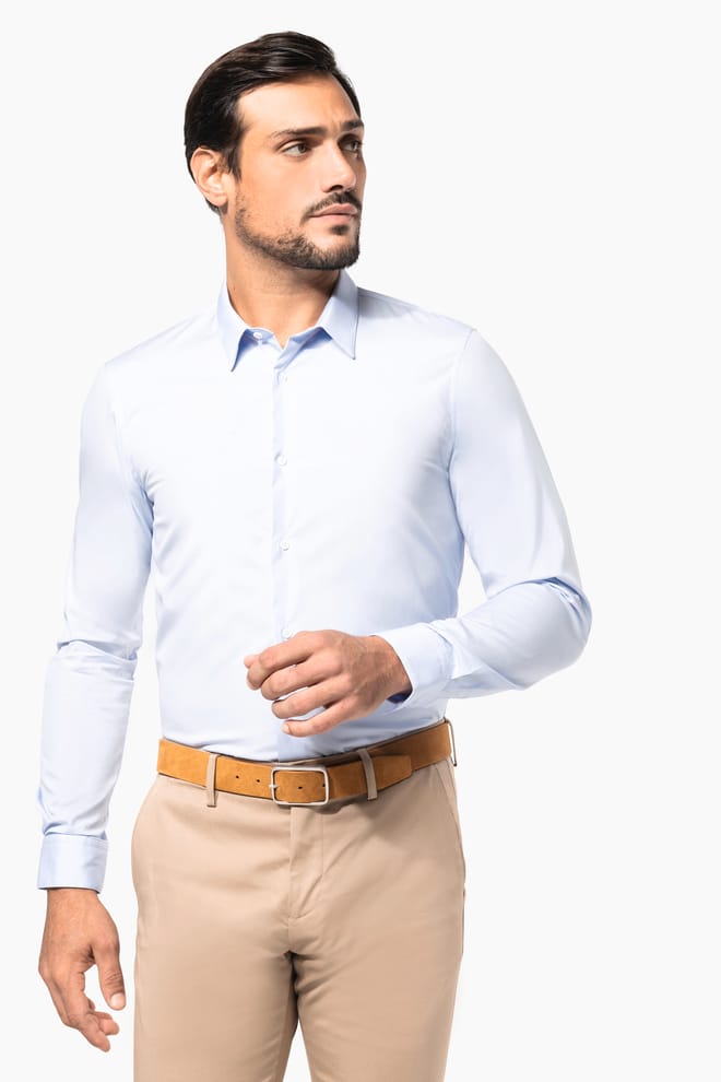 Camicia uomo popeline maniche lunghe