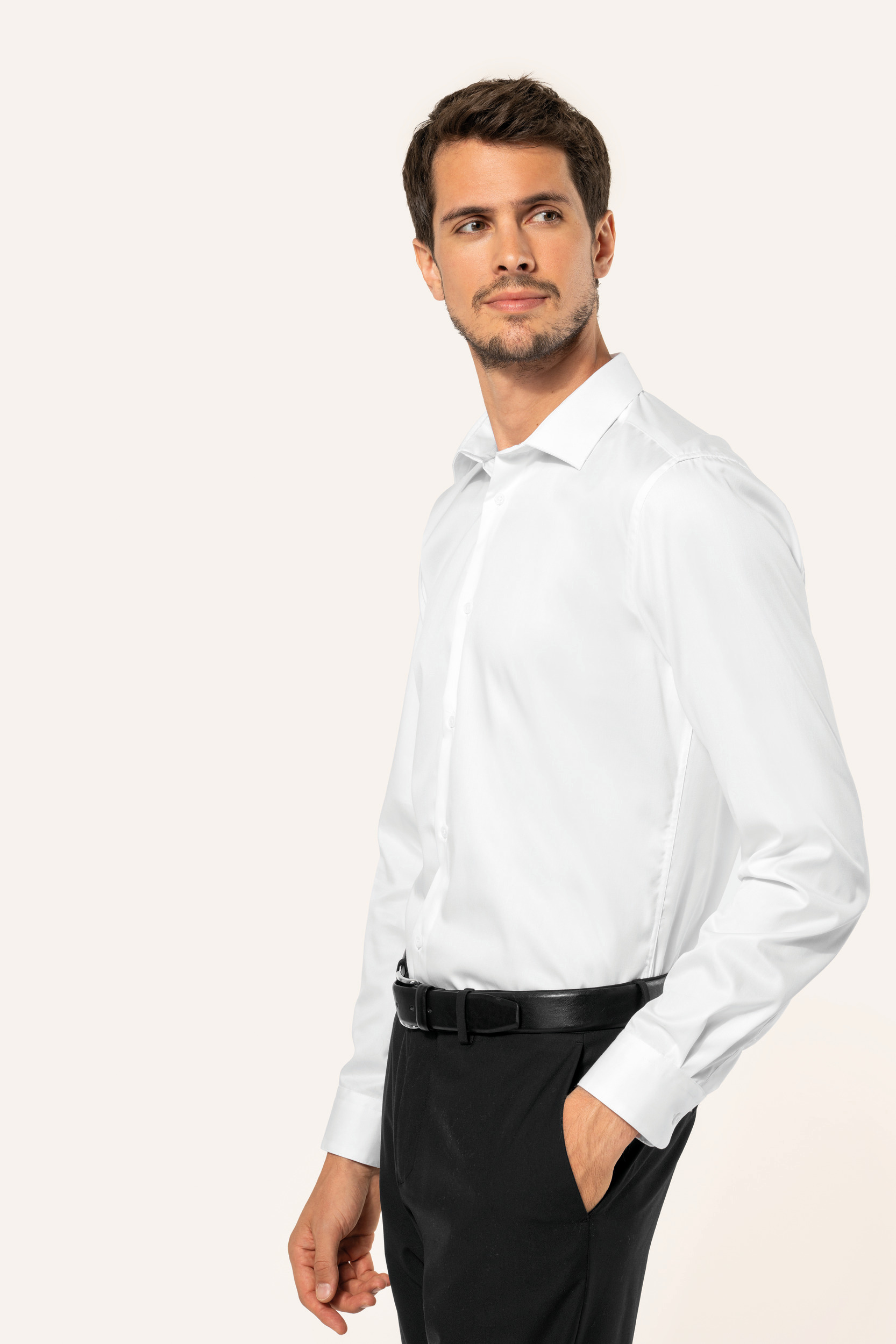 Herenoverhemd van twill met lange mouwen
