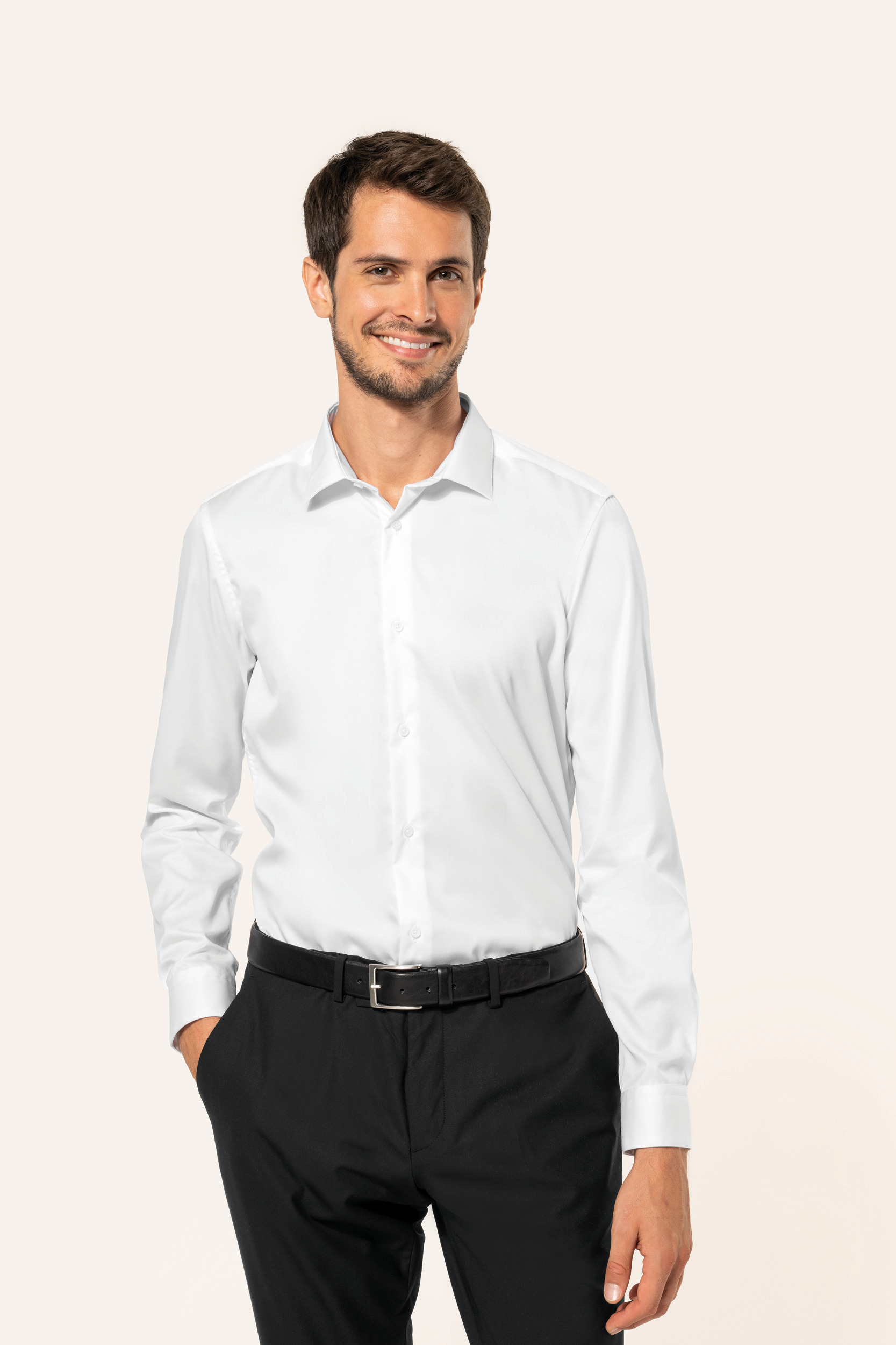 Herenoverhemd van twill met lange mouwen