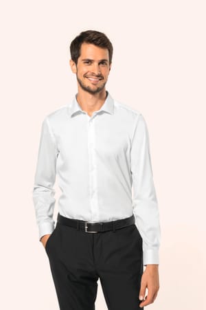 Herenoverhemd van twill met lange mouwen