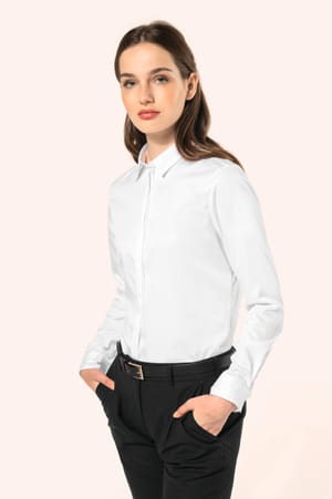 Damesoverhemd van twill met lange mouwen
