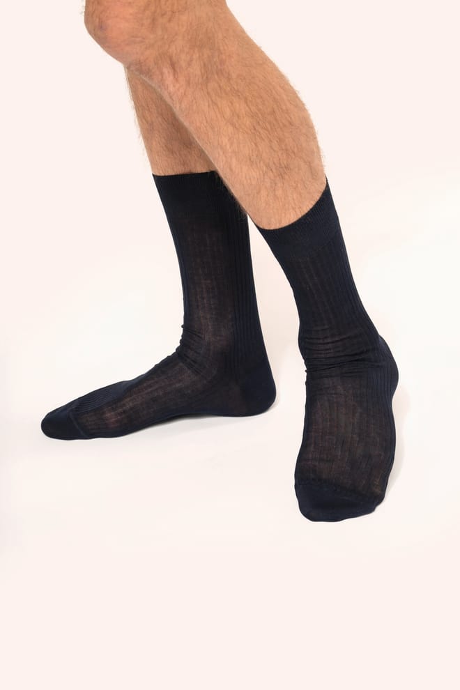 Men’s 4x2 rib cotton Scottish lisle thread socks