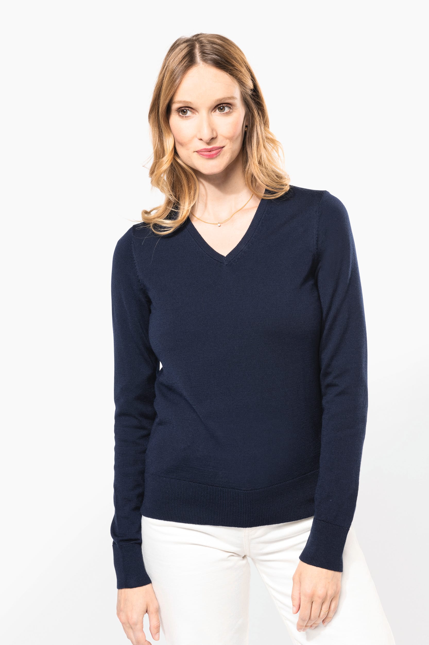 Ladies' V-neck merino jumper