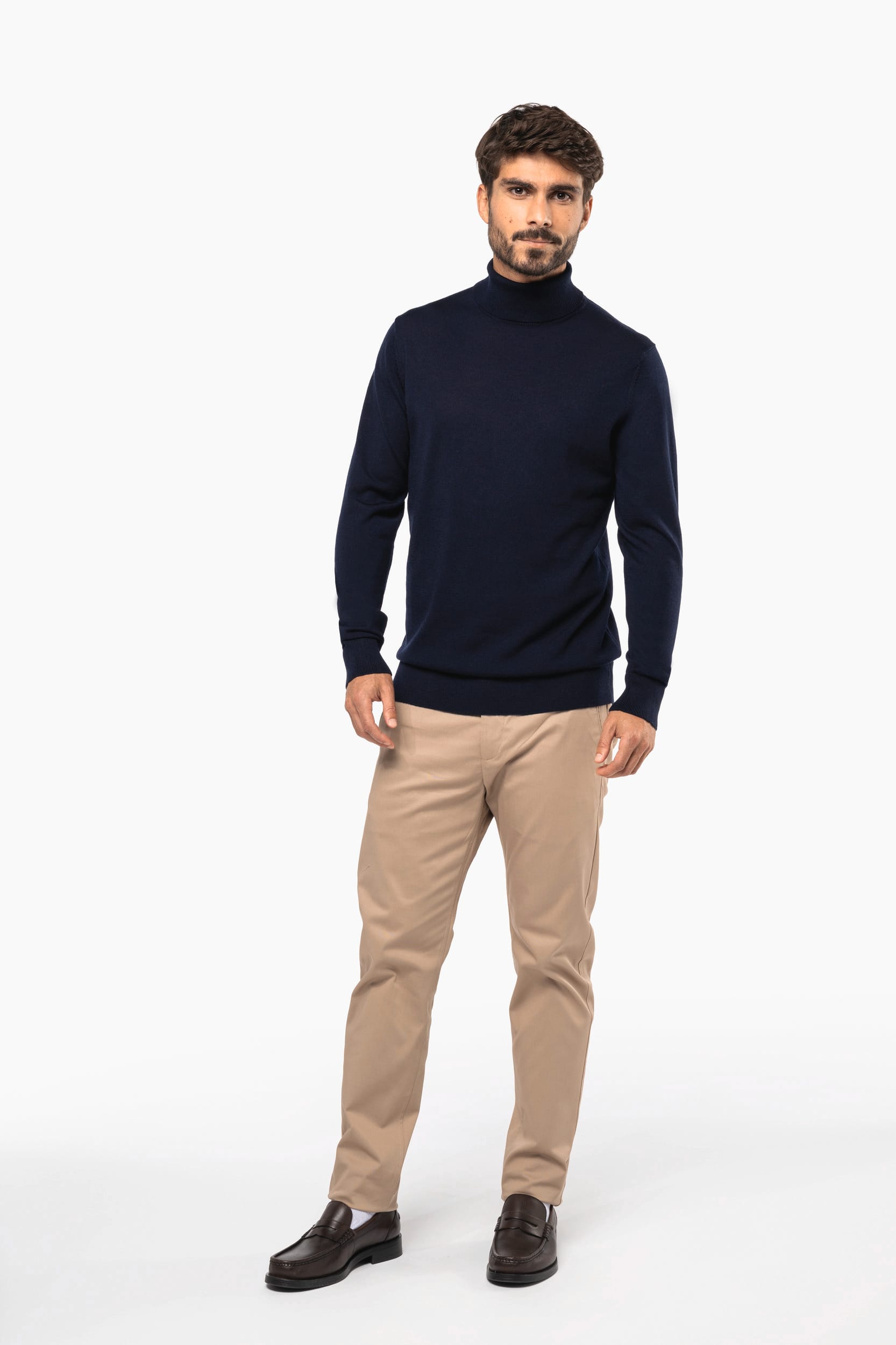Jersey lana merina cuello vuelto hombre
