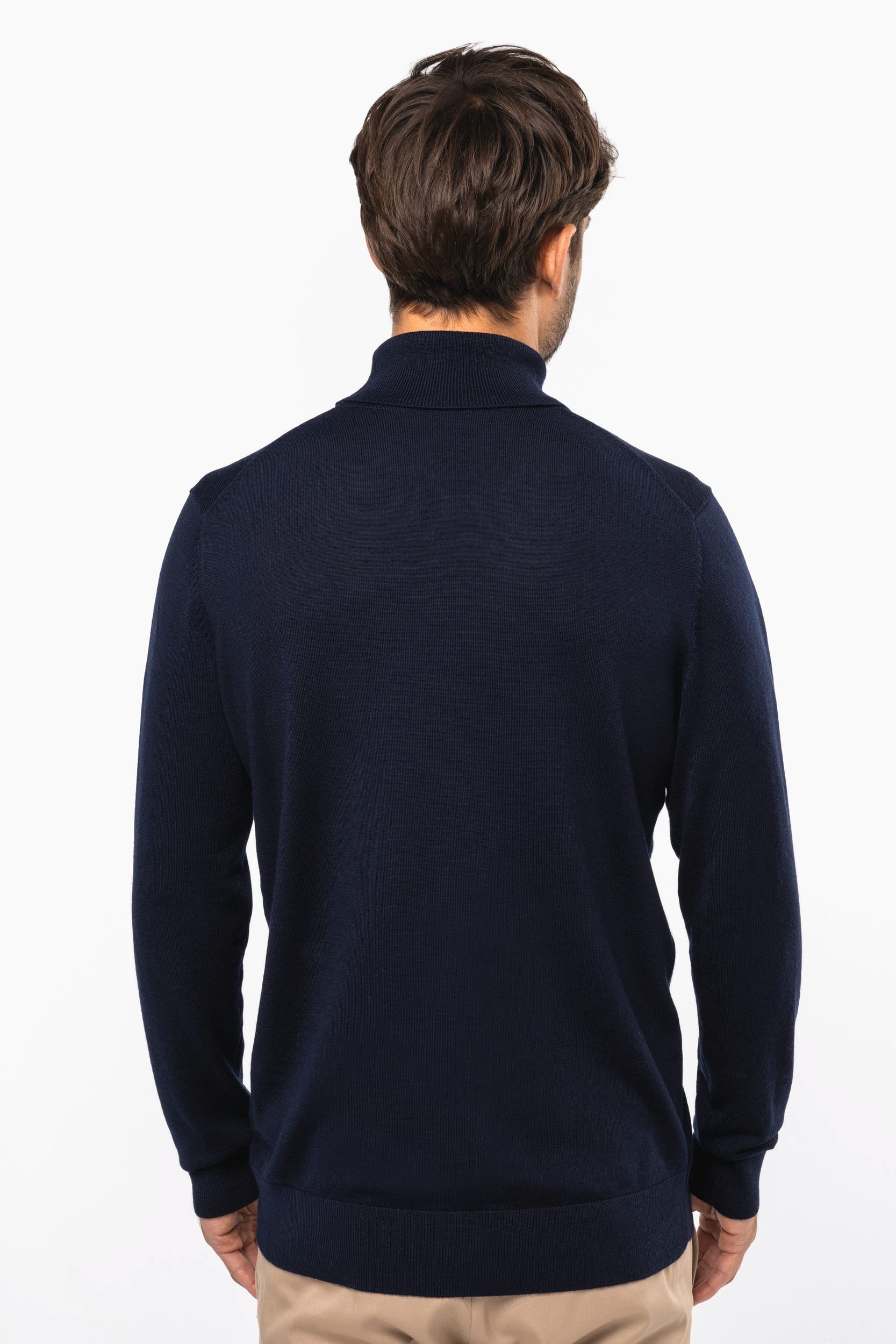 Jersey lana merina cuello vuelto hombre