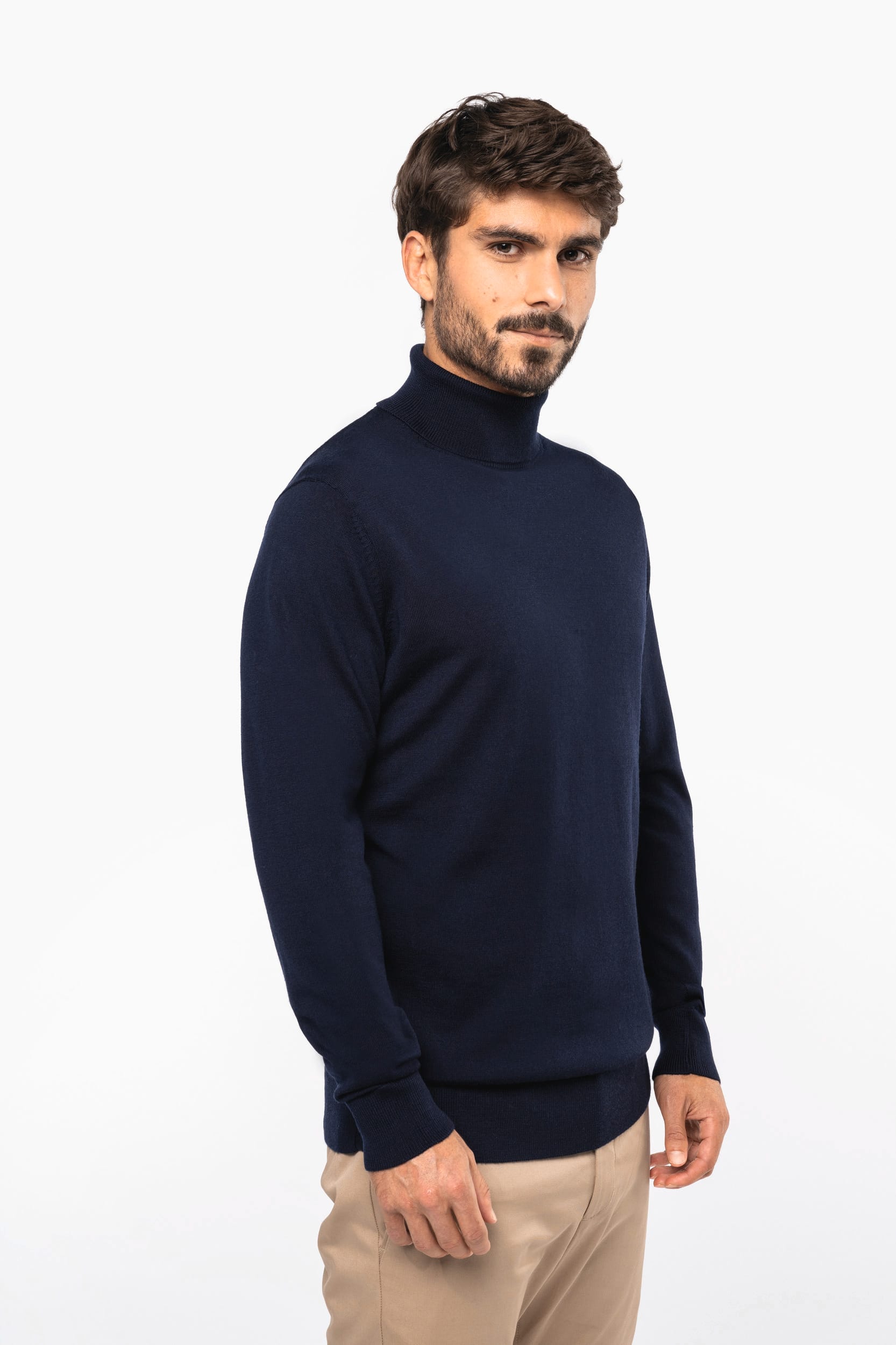 Jersey lana merina cuello vuelto hombre