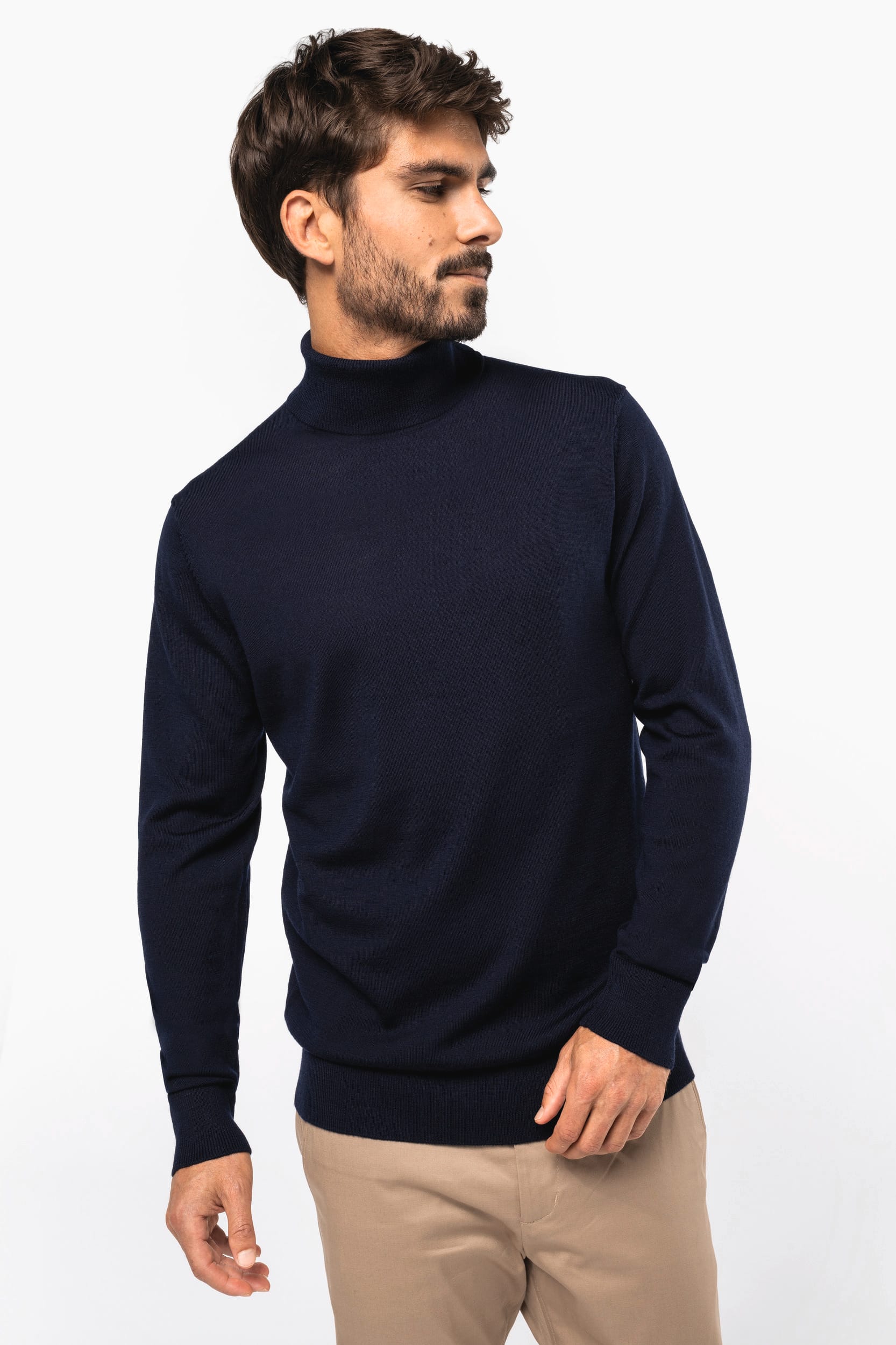 Jersey lana merina cuello vuelto hombre