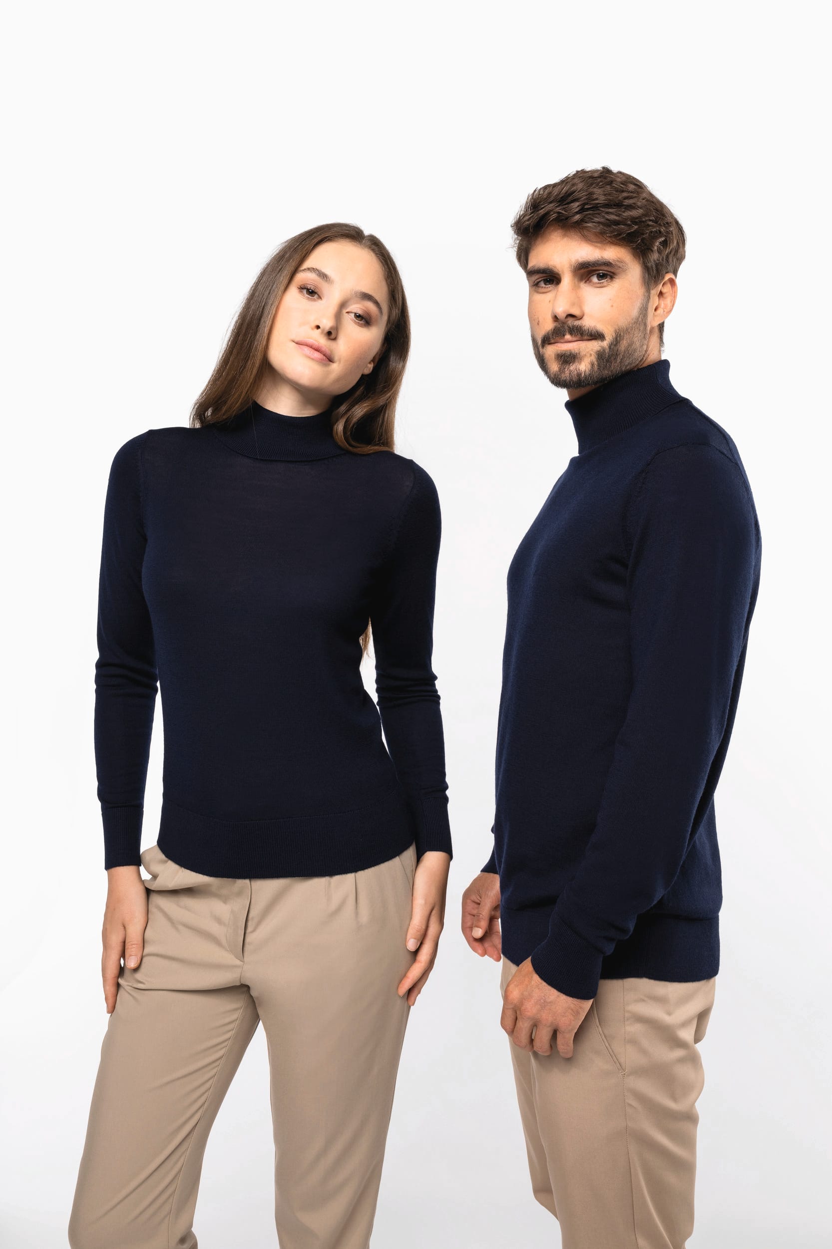 Jersey lana merina cuello vuelto hombre