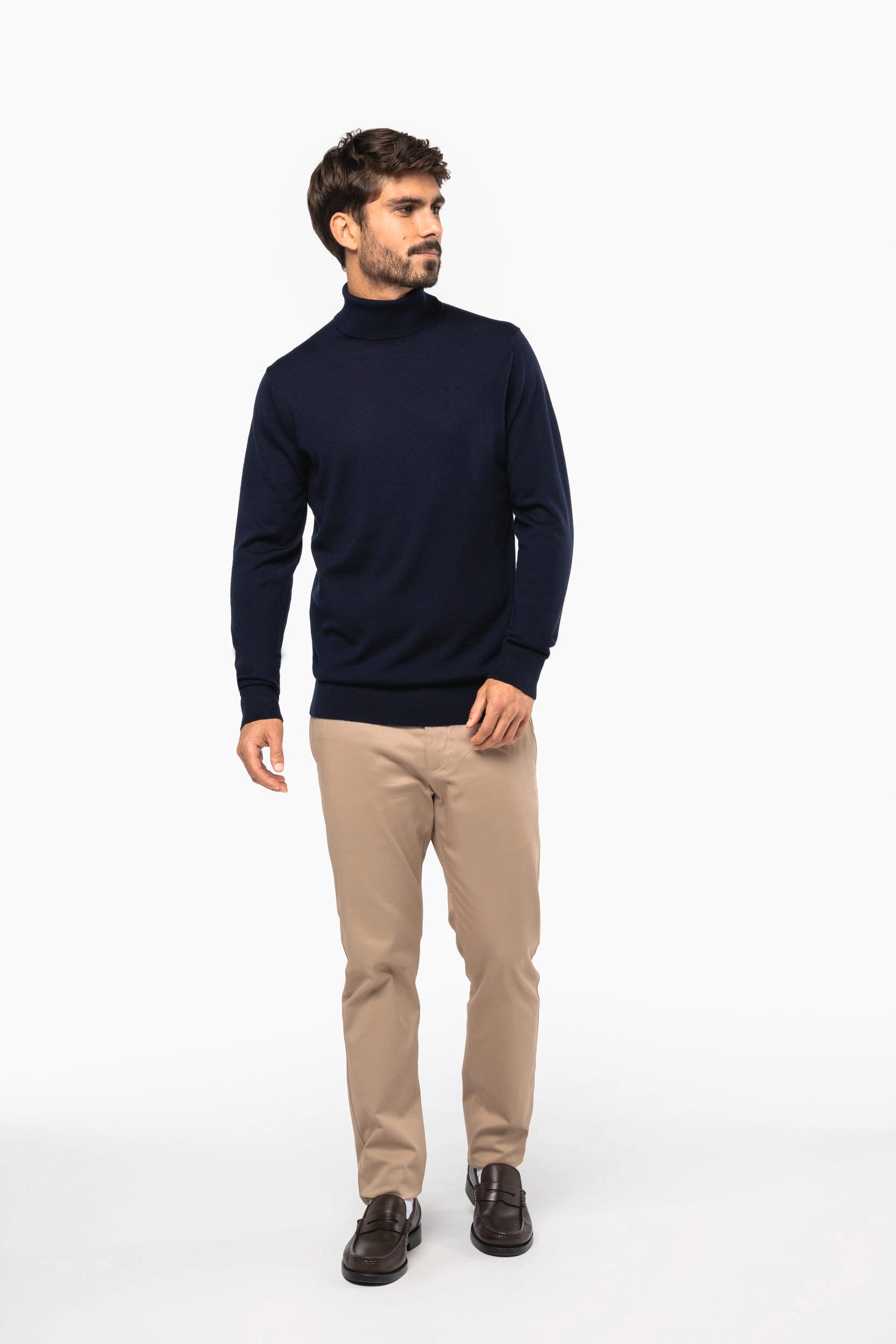 Jersey lana merina cuello vuelto hombre