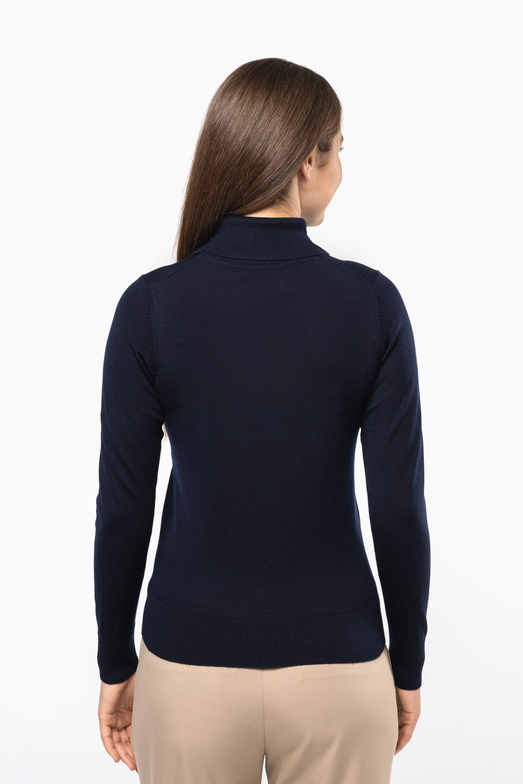 Jersey lana merina cuello vuelto mujer