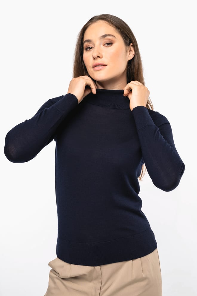 Ladies' roll-neck merino jumper