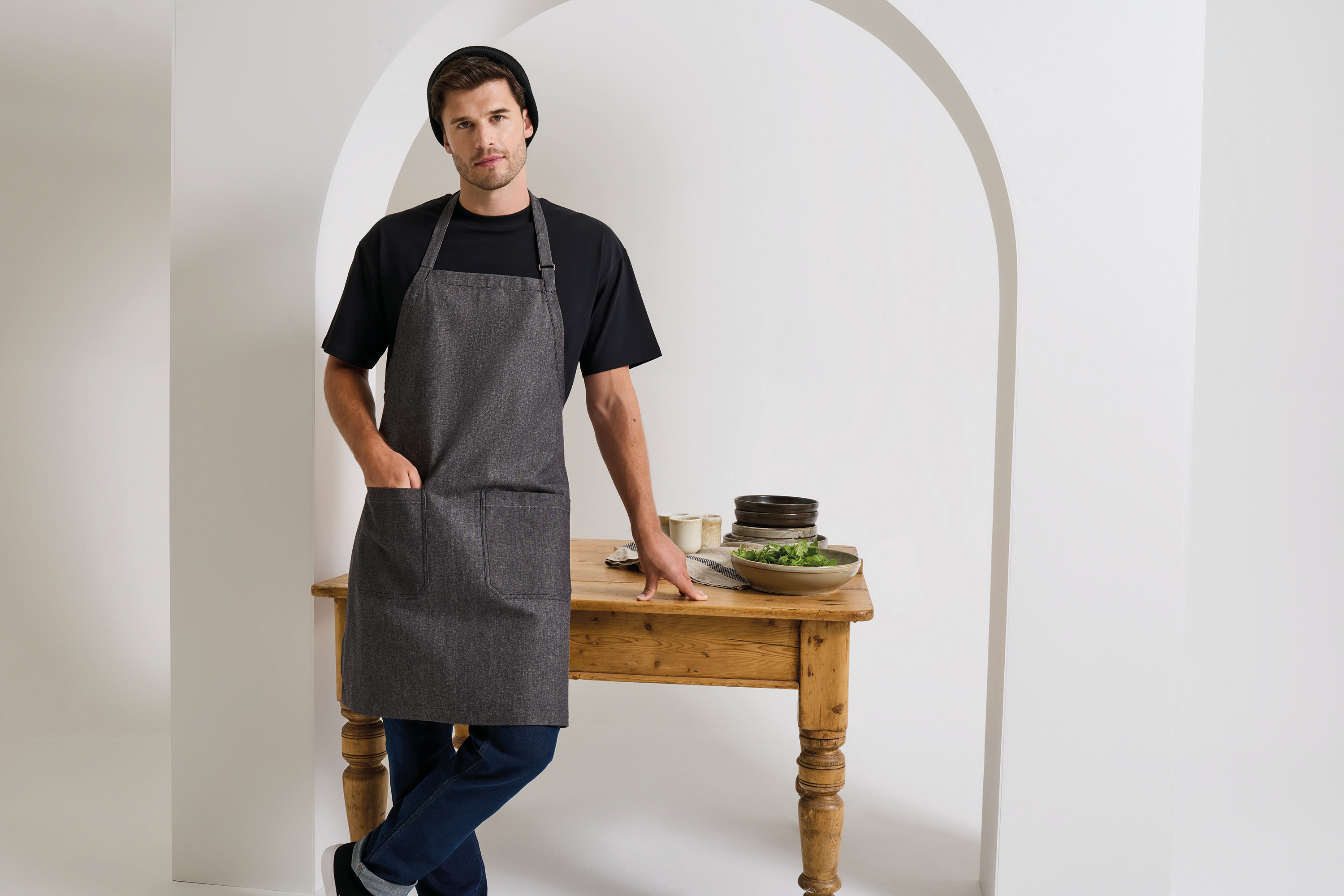 Schort in biologisch fairtradedenim
