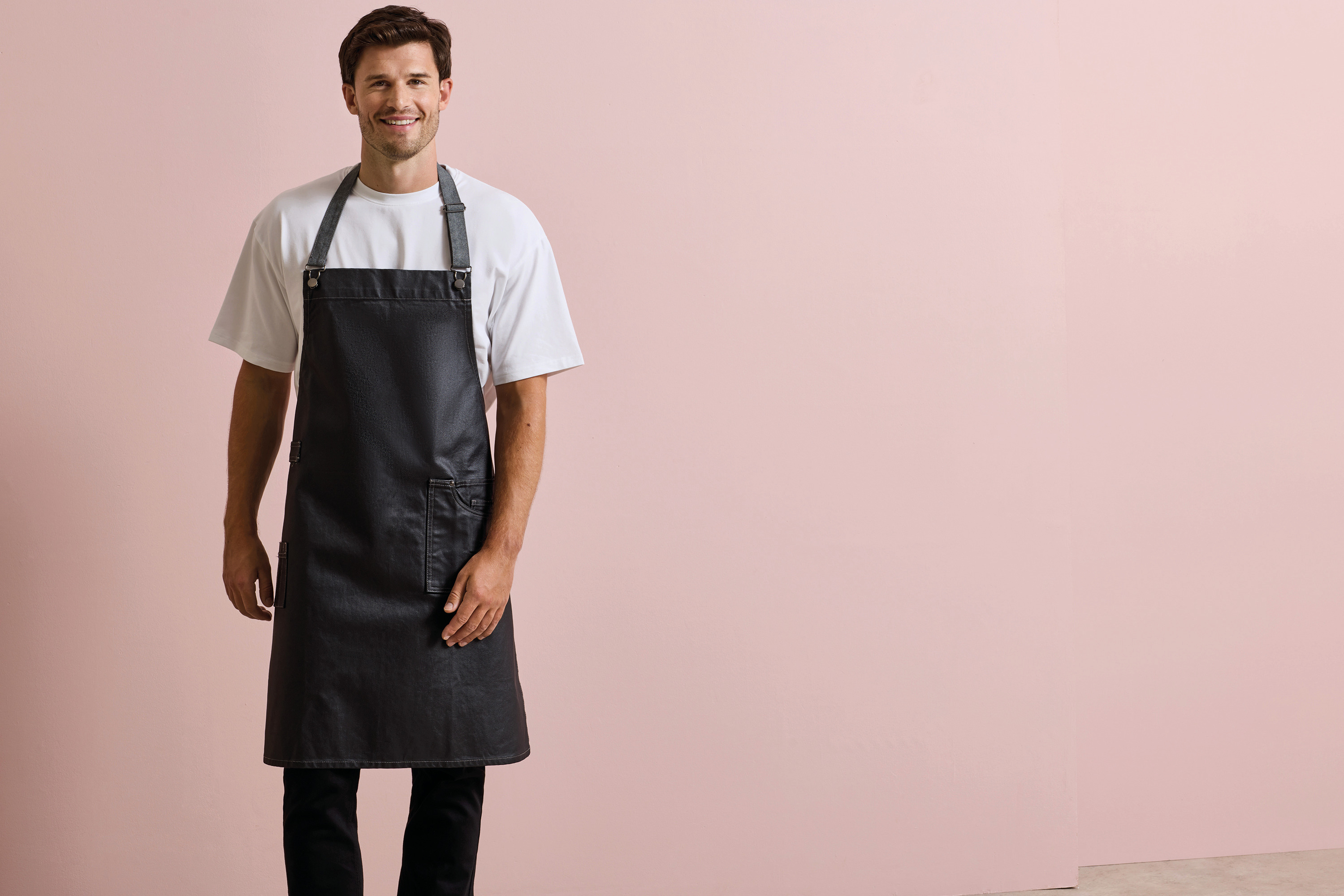 District - Waxed look denim halterschort