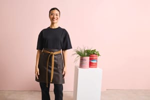 Division - Waxed look denim waist apron