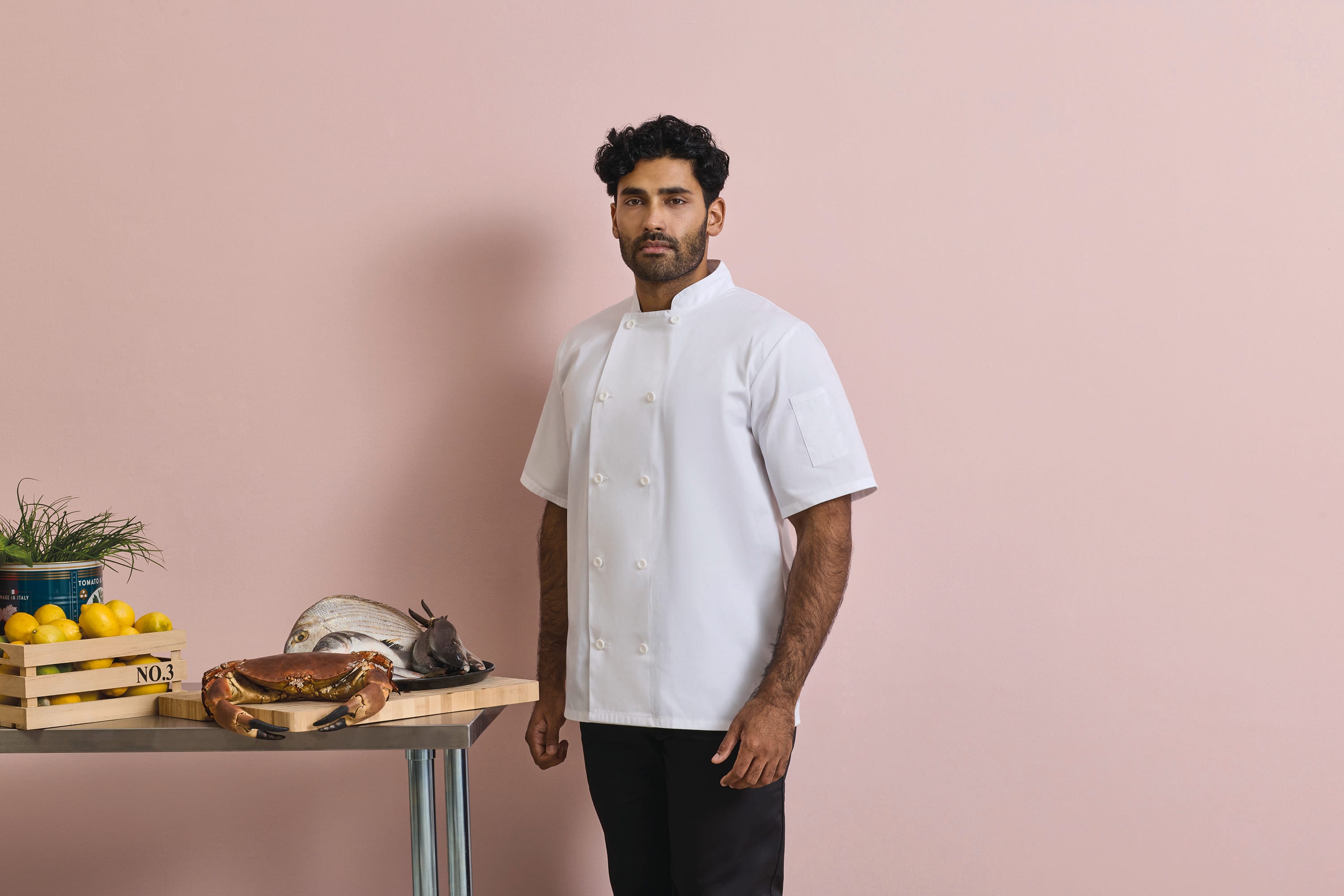 Jaleca de chef unissexo de manga curta