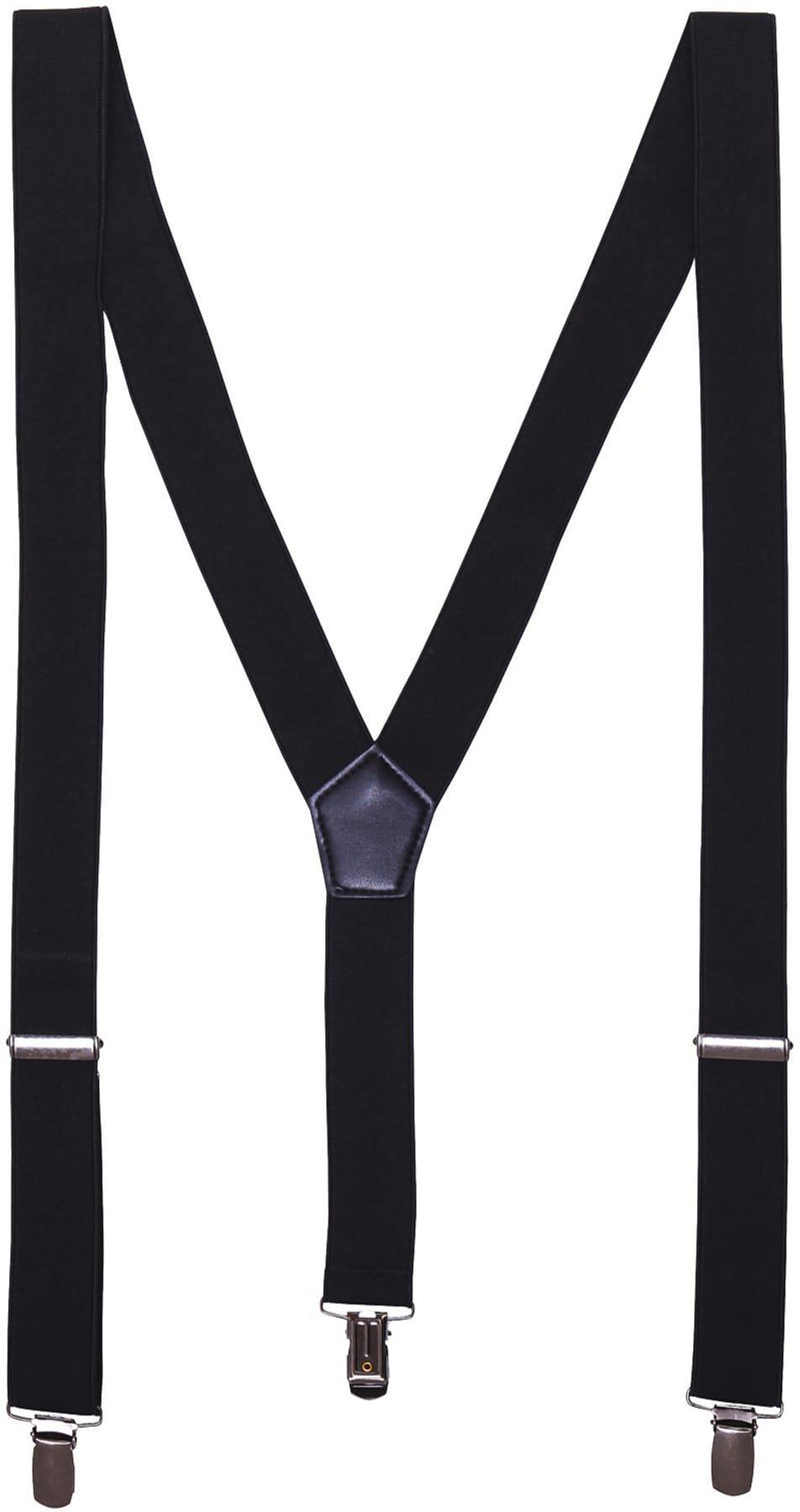bretelles noires à pinces avec boucle de serrage et empiècement en similicuir 
