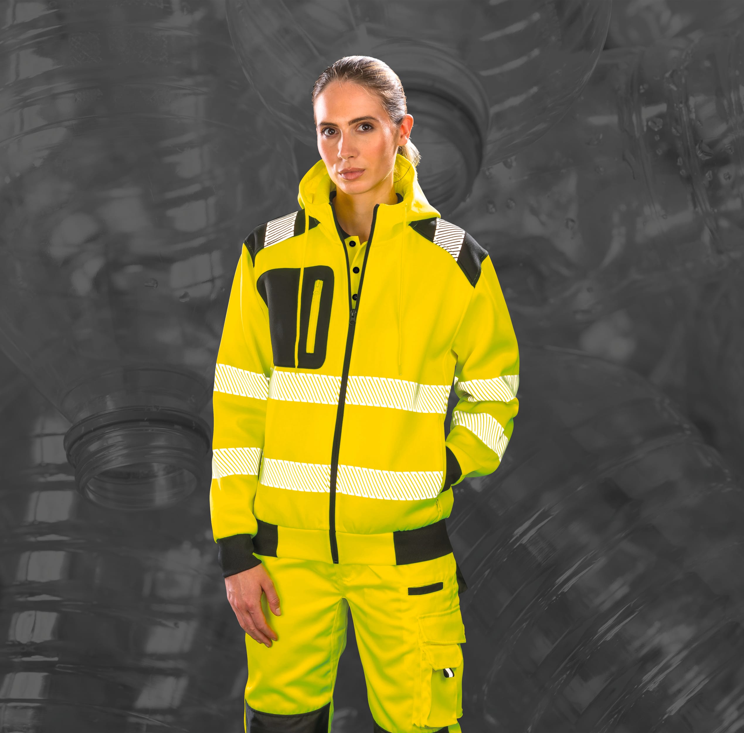 Sweat-shirt à capuche de sécurité recyclé - Image 2