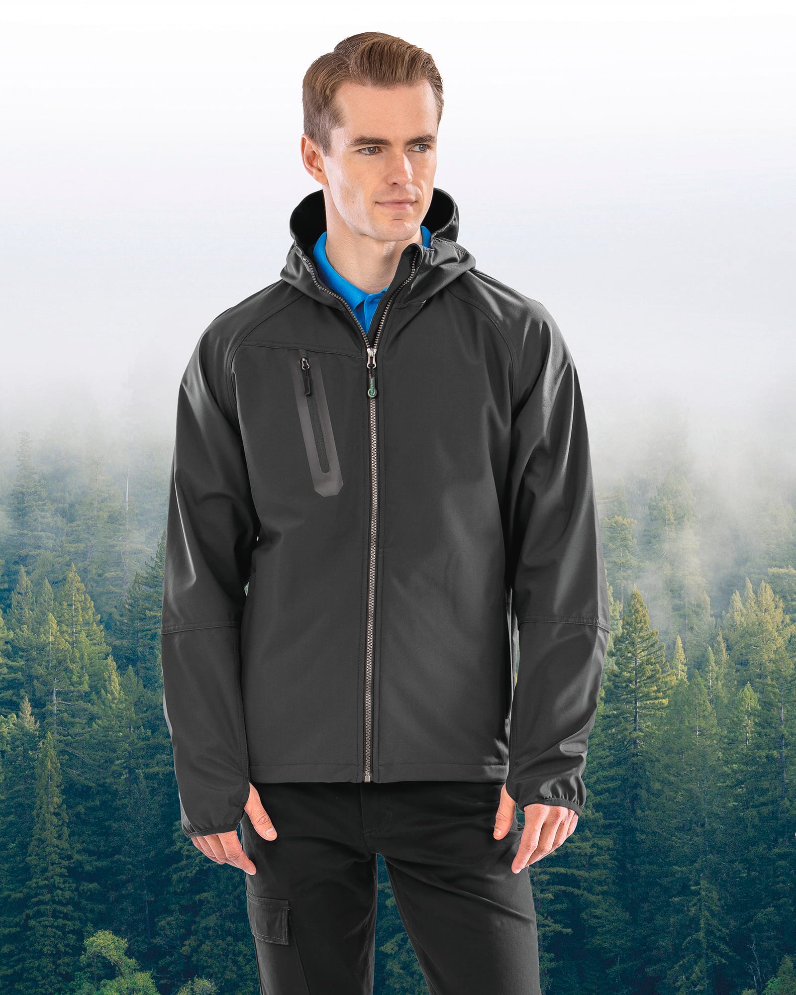 Veste Softshell 3 couches recyclée à capuche unisexe