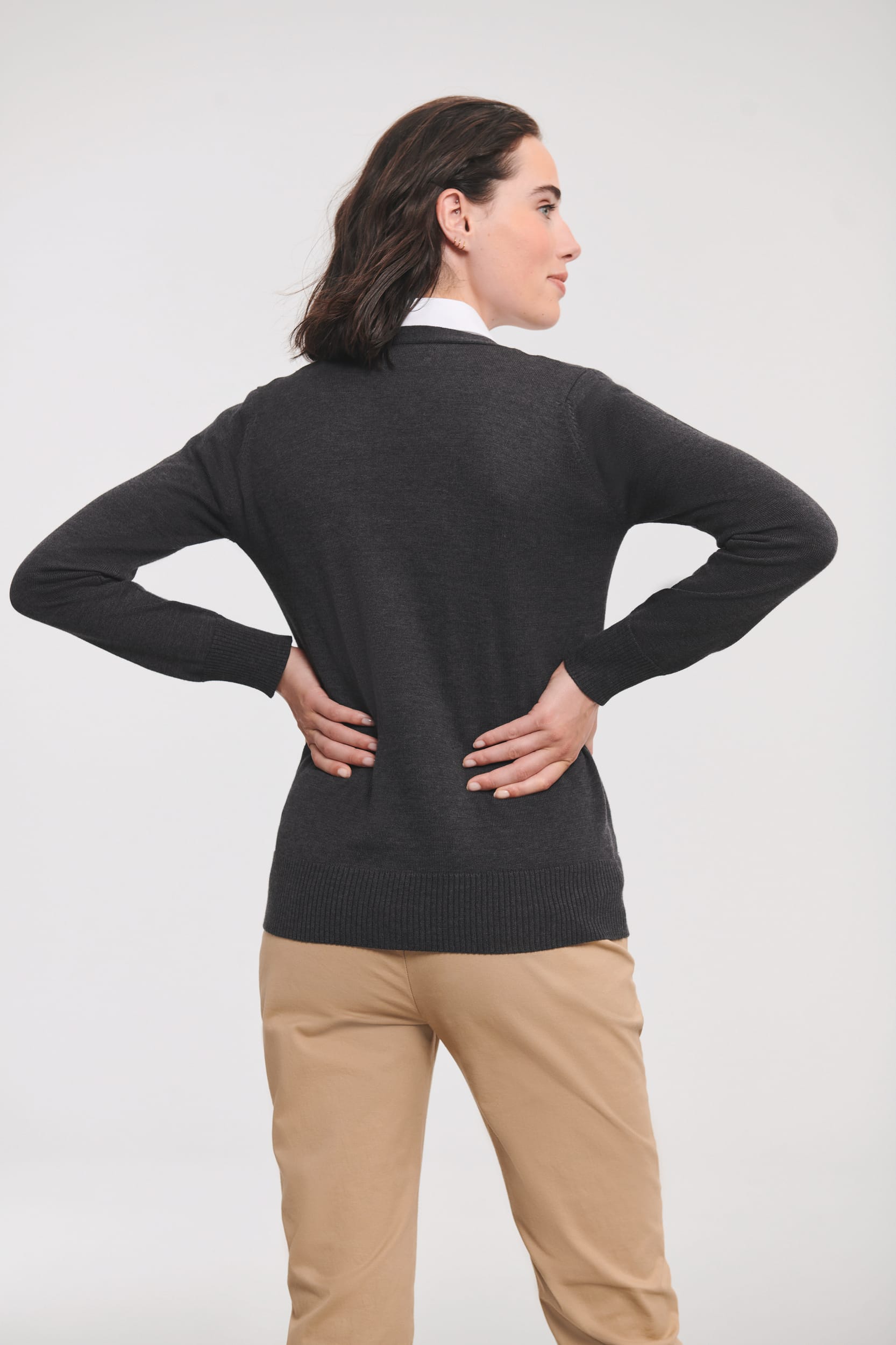 Casaco de malha de senhora com decote em V