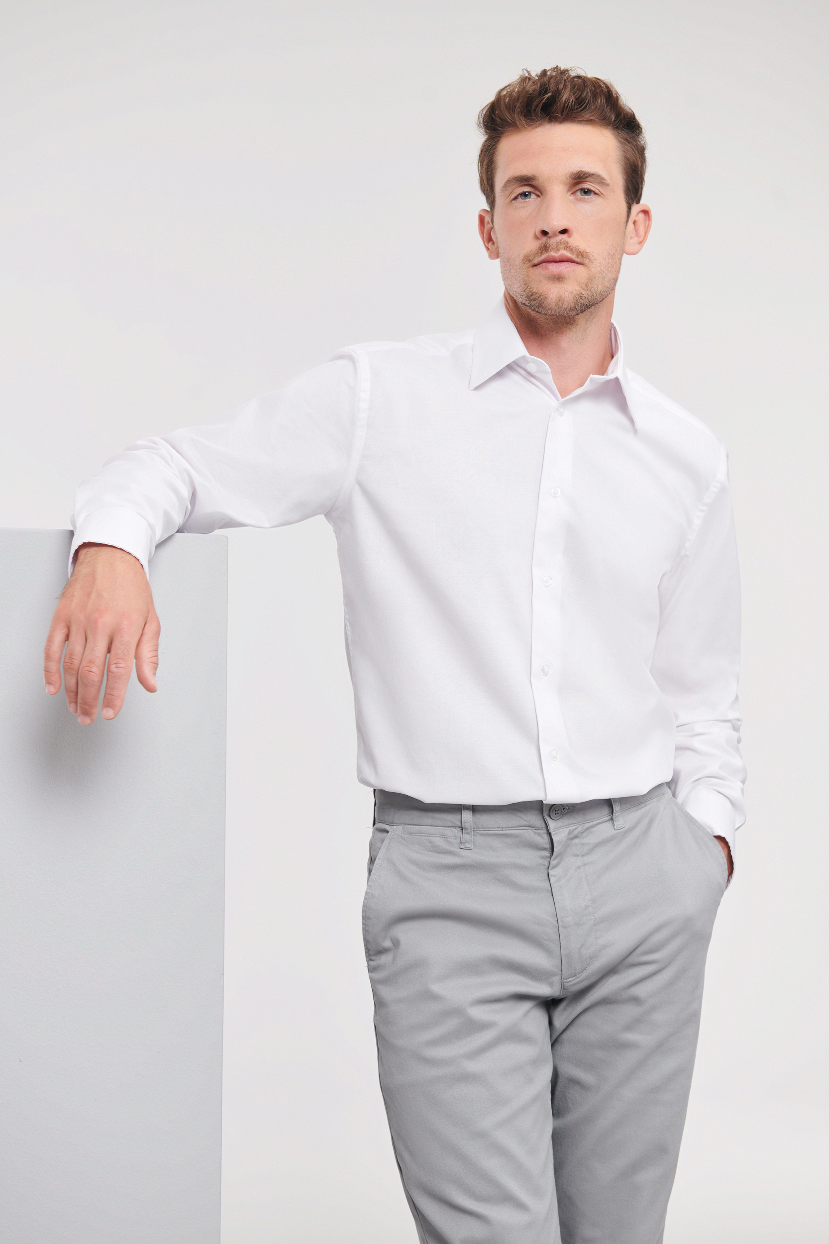 Men's getailleerd oxford overhemd met lange mouwen