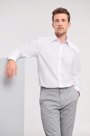 Men's getailleerd oxford overhemd met lange mouwen