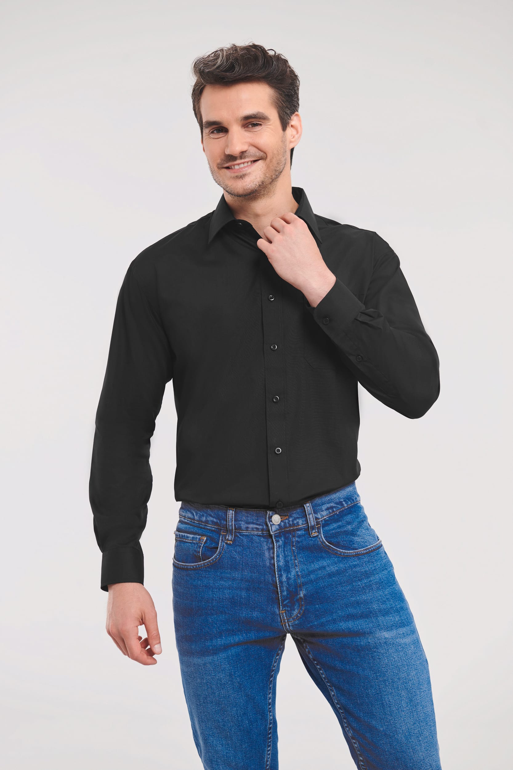 Chemise homme popeline polycoton manches longues - Image 1