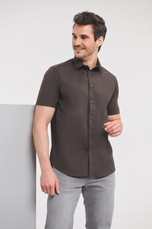 Men's Easy Care Fitted overhemd met korte mouwen