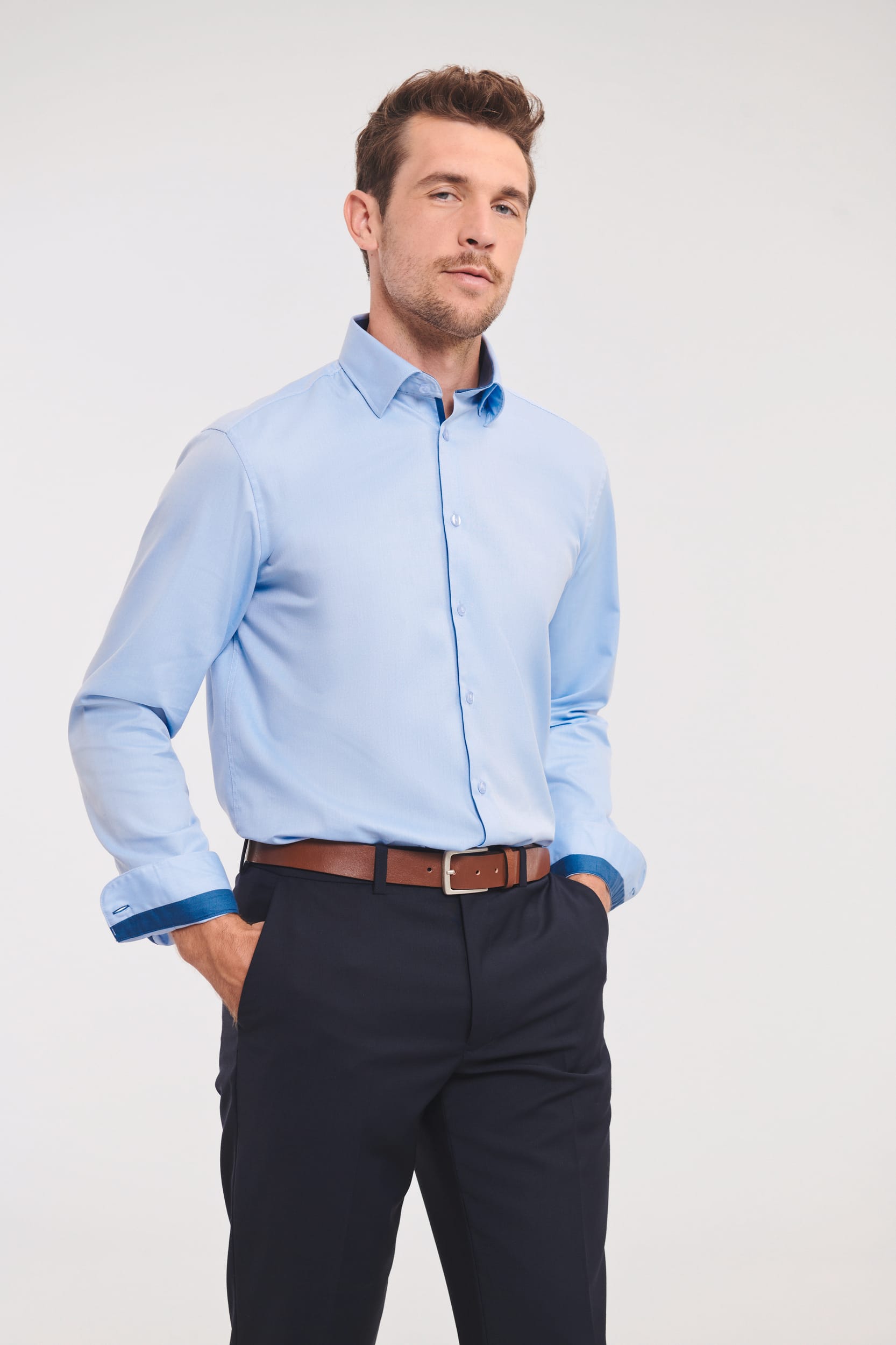 Herringbone overhemd met lange mouwen