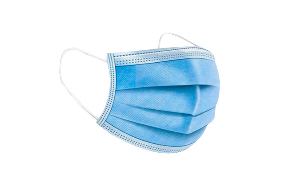 masque médical jetable bleu avec brides oreilles élastiquées