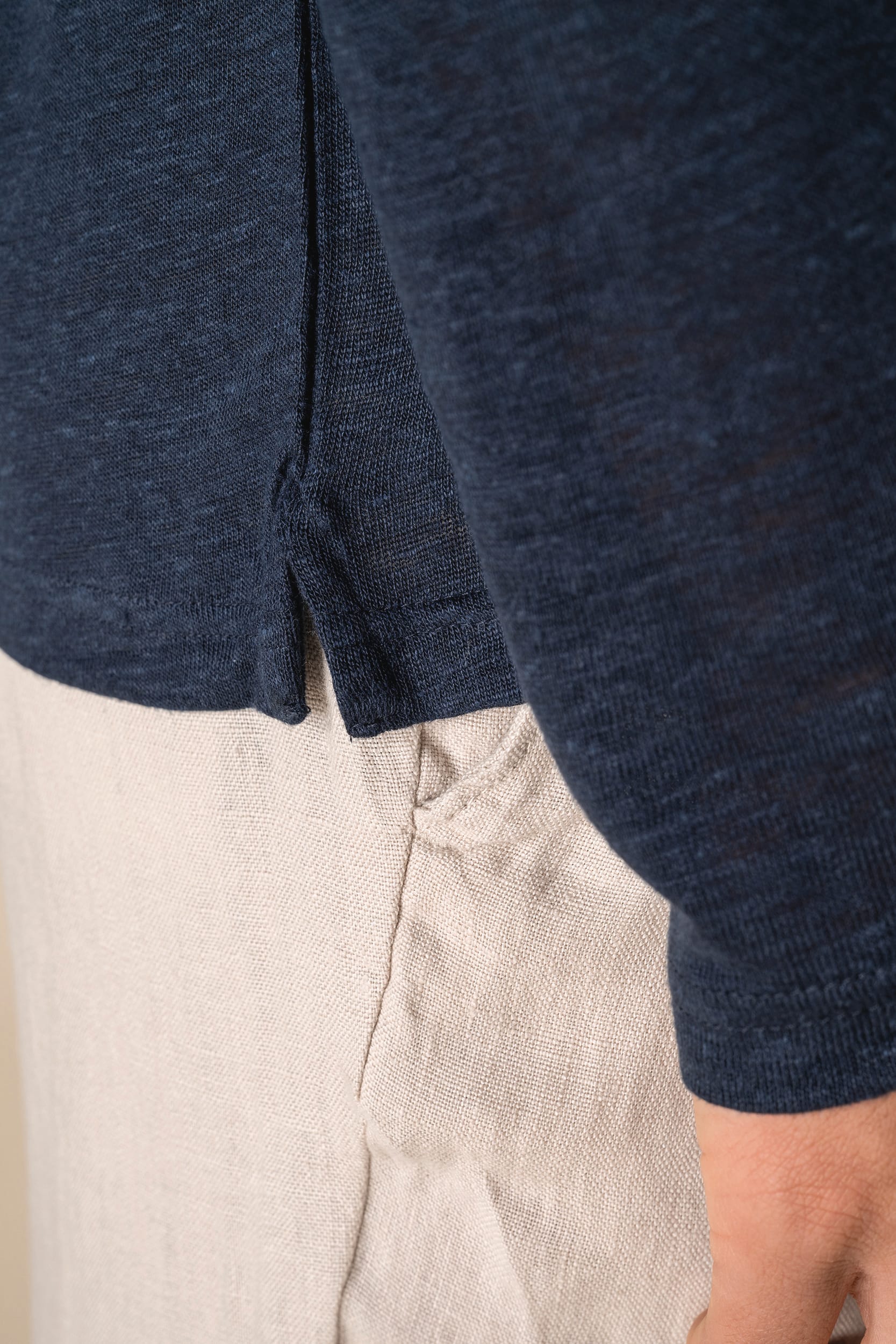 Polo de manga comprida em linho de homem