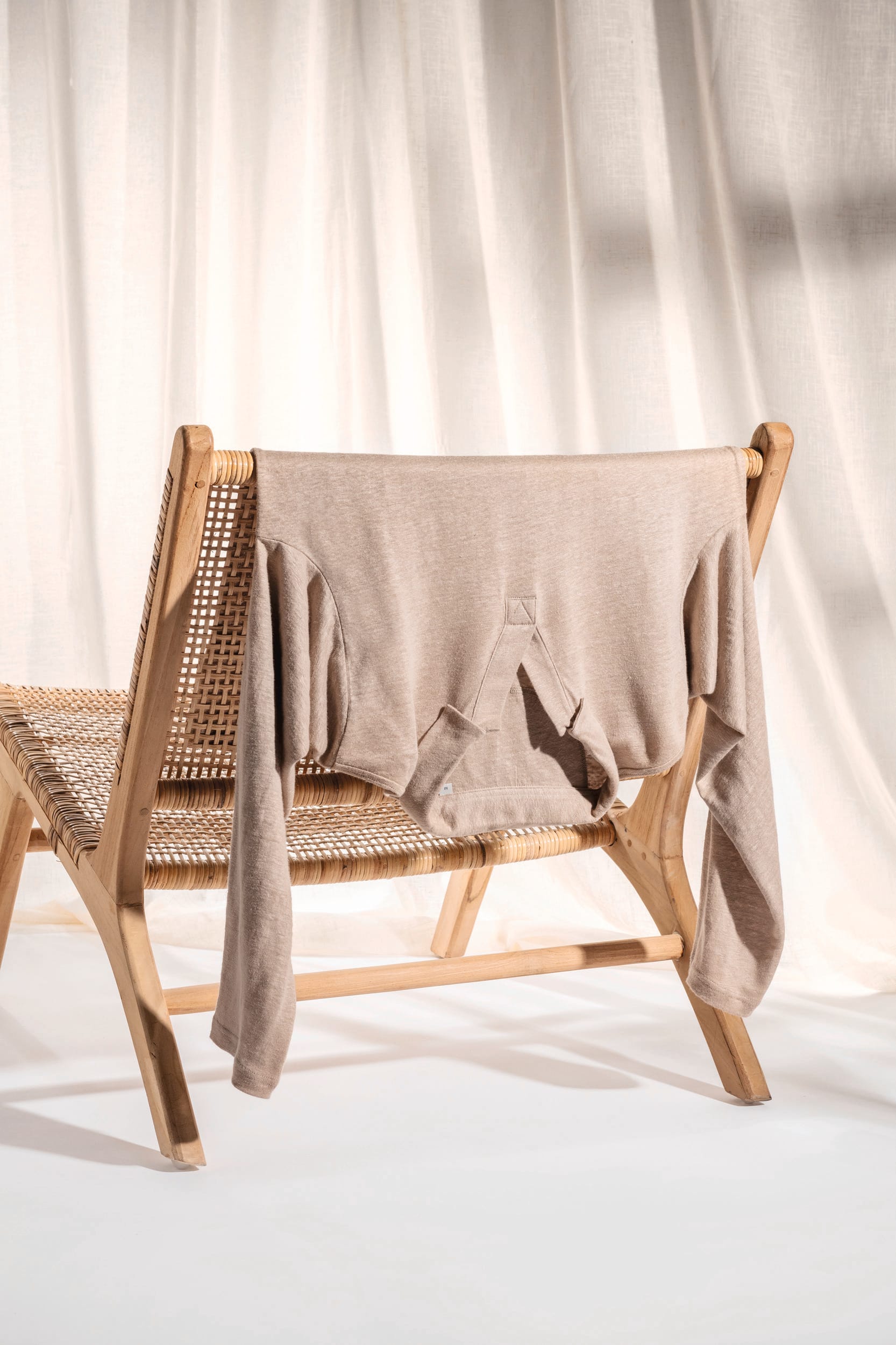 Polo de manga comprida em linho de homem