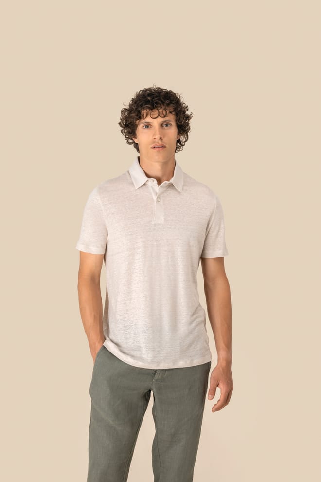 Men's knitted linen polo shirt