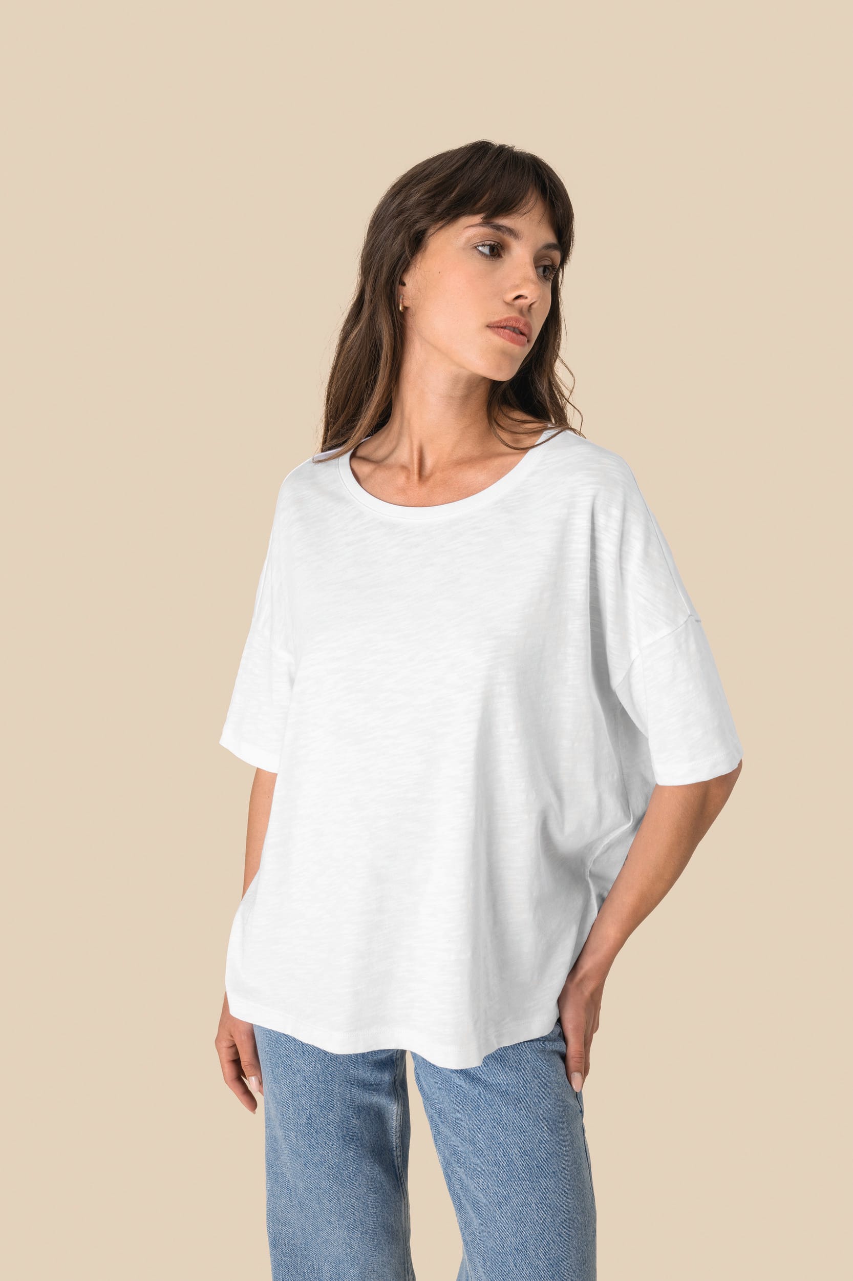 T-shirt écoresponsable slub oversize femme - Image 3