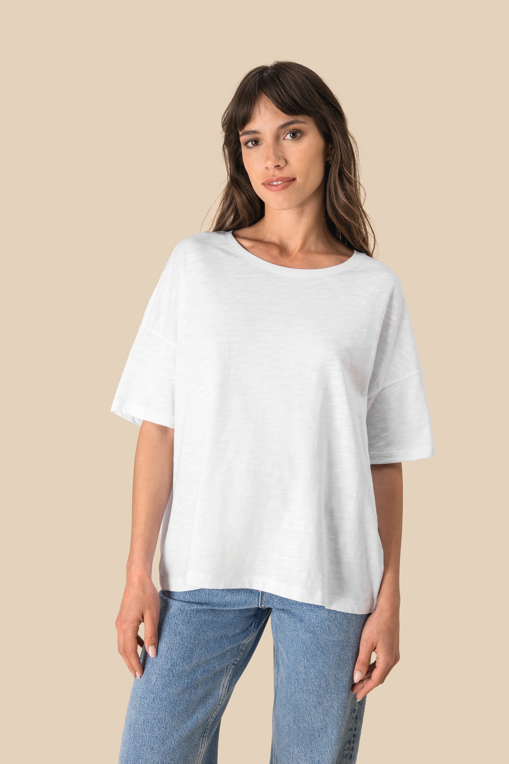 T-shirt écoresponsable slub oversize femme - Image 1