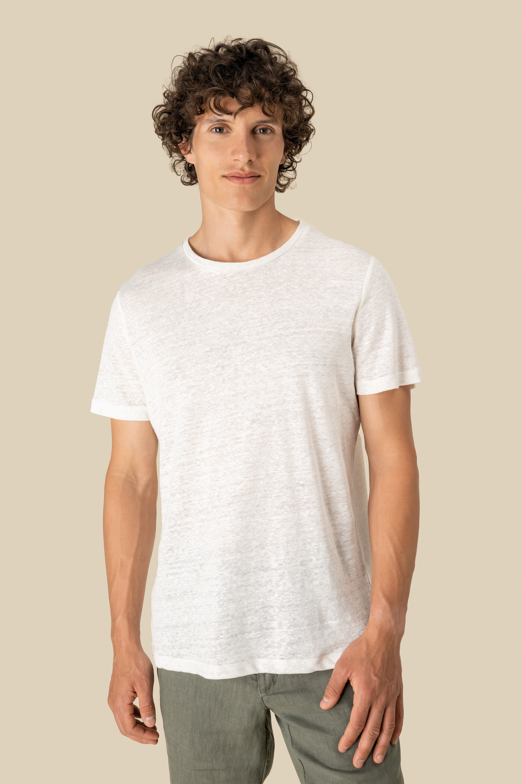 Linnen heren-t-shirt ronde hals kraag