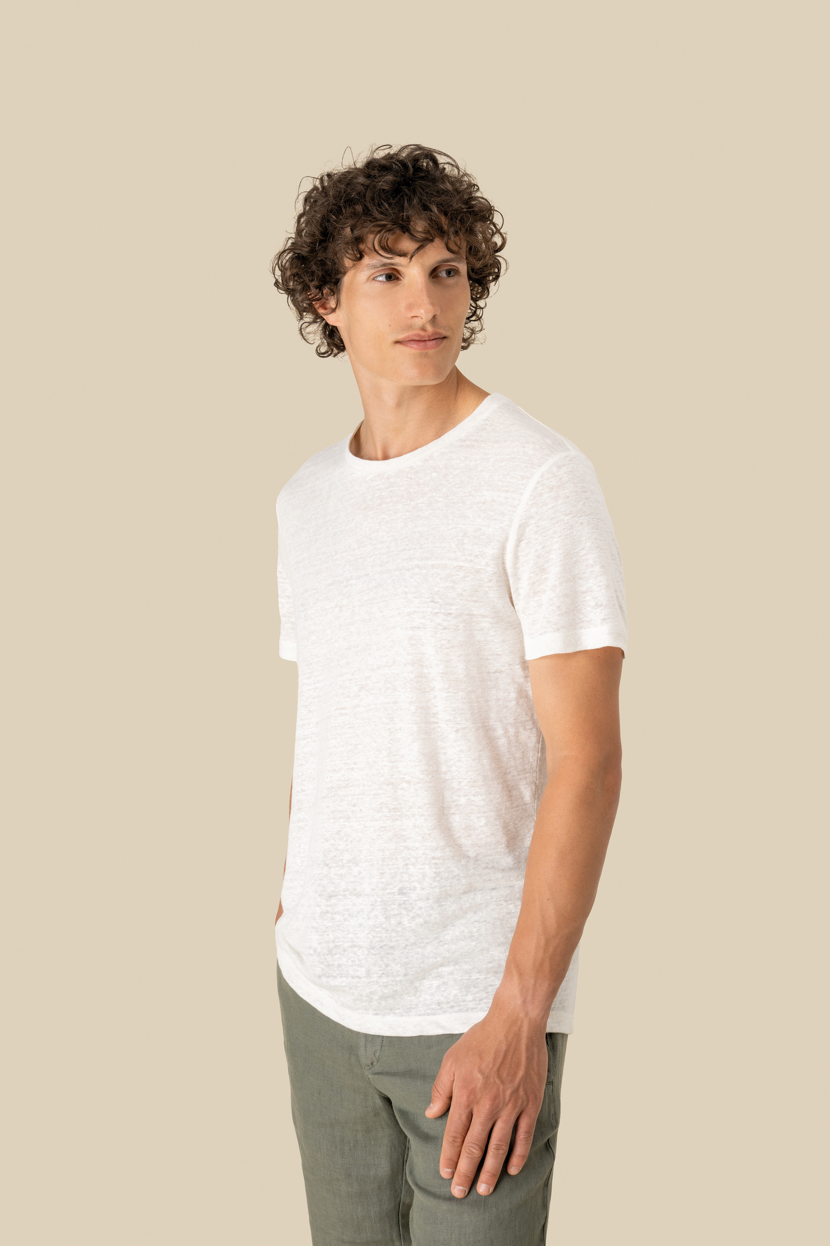 Linnen heren-t-shirt ronde hals kraag