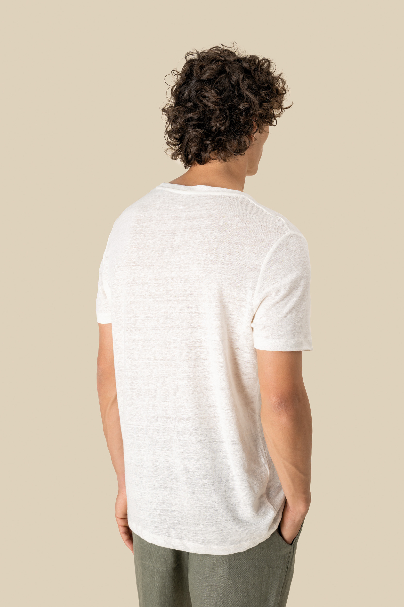 Linnen heren-t-shirt ronde hals kraag