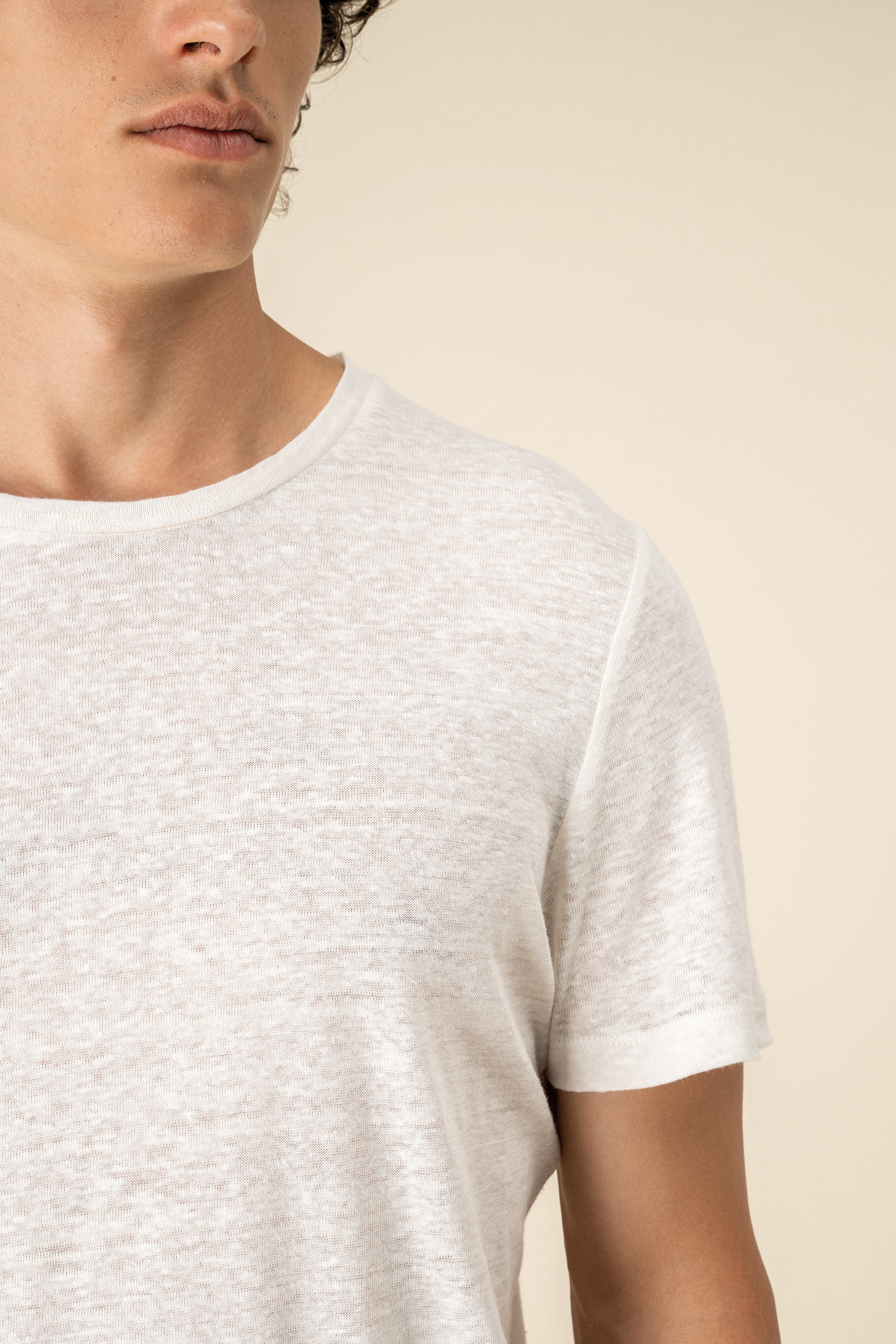 Linnen heren-t-shirt ronde hals kraag
