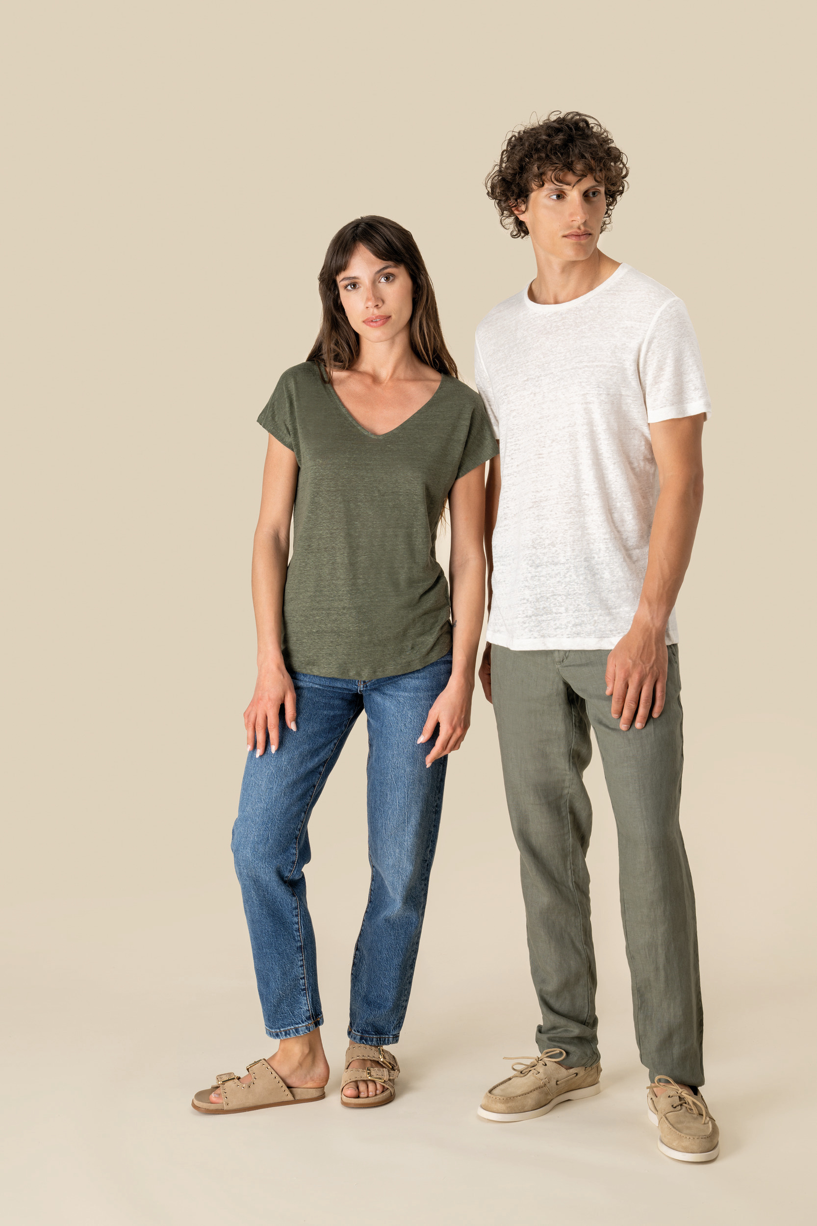 Linnen heren-t-shirt ronde hals kraag